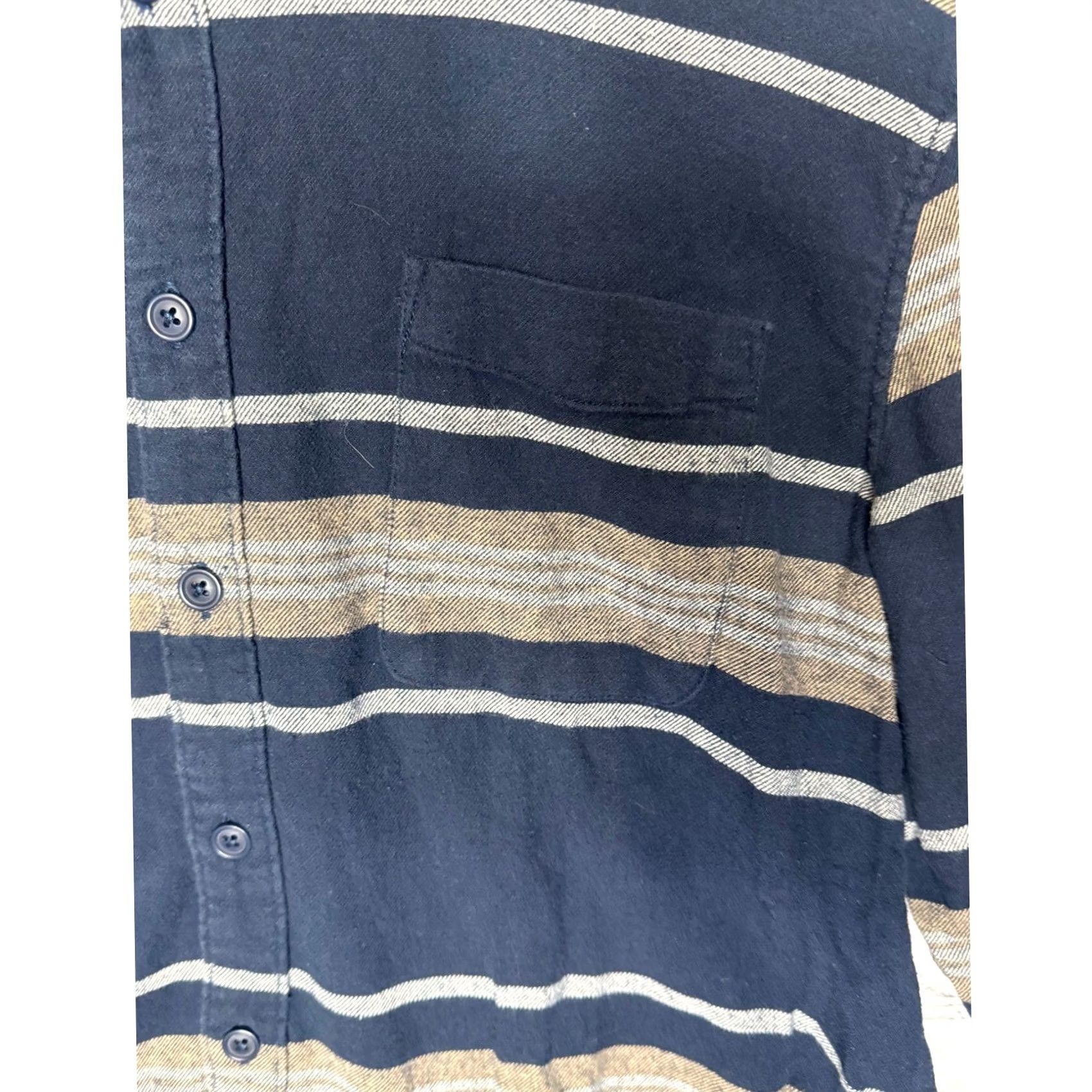 Lucky Brand Lucky Brand Mens Striped Long Sleeve Button-Up Shirt Size M Casual Fall Blue Button-Down Collared Pocketed Regular Fit Size US M / EU 48-50 / 2 - 2 Thumbnail