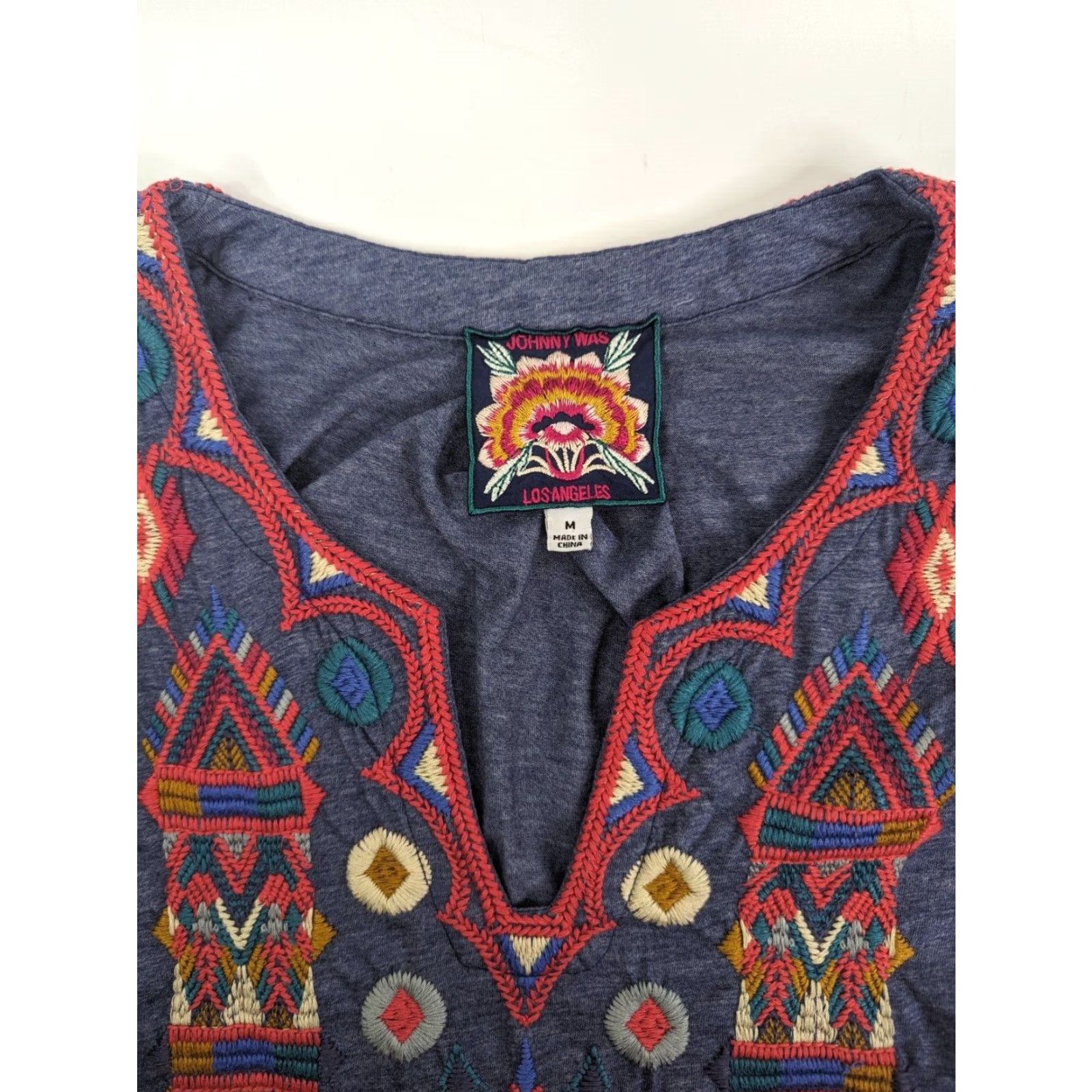 Johnny Was Johnny Was Blue Etienne Easy Tunic Dress Embroidered Boho Medium J35119-2L Shirt Dress Womens Size M / US 6-8 / IT 42-44 - 7 Thumbnail