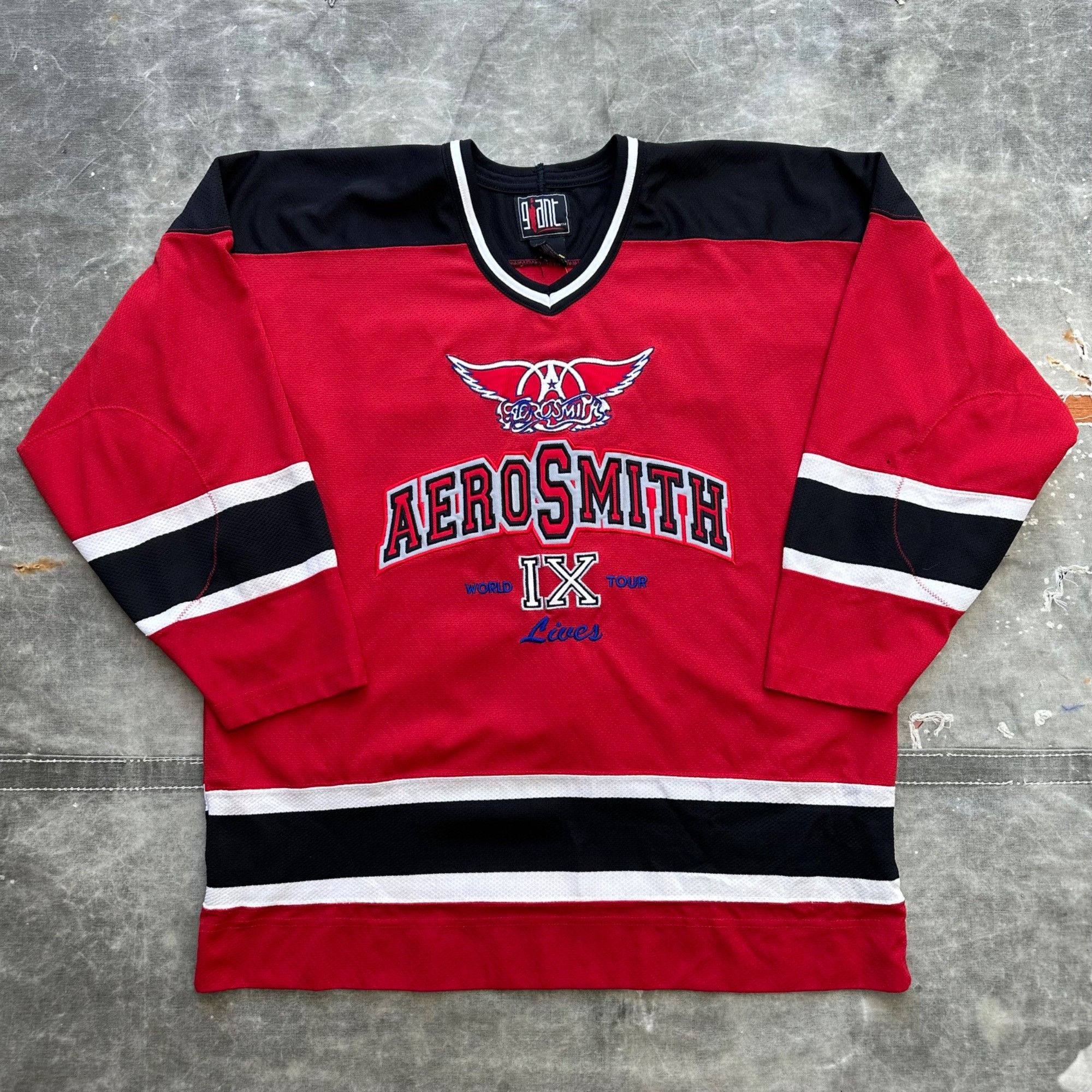 Vintage Vintage 90s Aerosmith 9 Lives Tour Hockey Jersey Size US XL / EU 56 / 4 - 1 Thumbnail