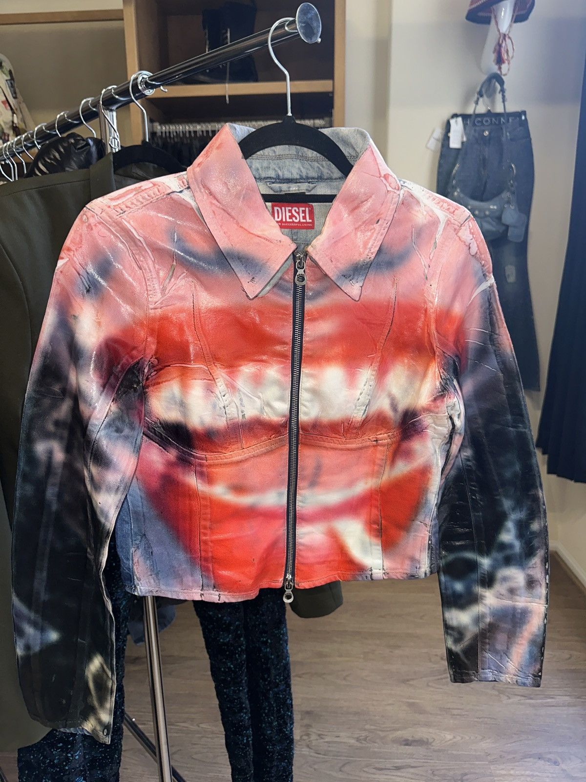 Diesel $1,275 Runway diesel de smiley mouth denim jacket Size S / US 4 / IT 40 - 1 Thumbnail