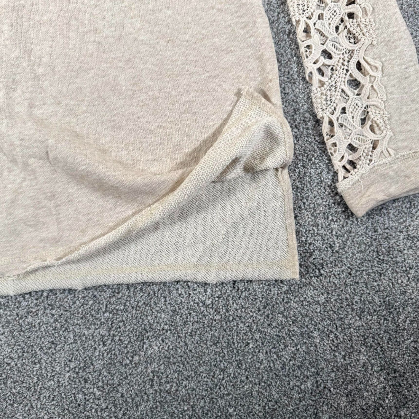 Vintage Mystree Blouse Large Beige Round Neck Long Sleeve Lace Cottagecore Bohemian Hippie Casual Womens L Size L / US 10 / IT 46 - 6 Thumbnail