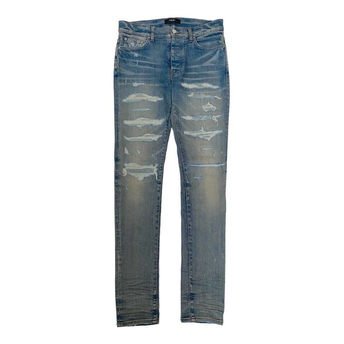 Jean Amiri Thrasher Délavé Argile Indigo - Taille 36x34 - Skinny - Occasion Parfait état