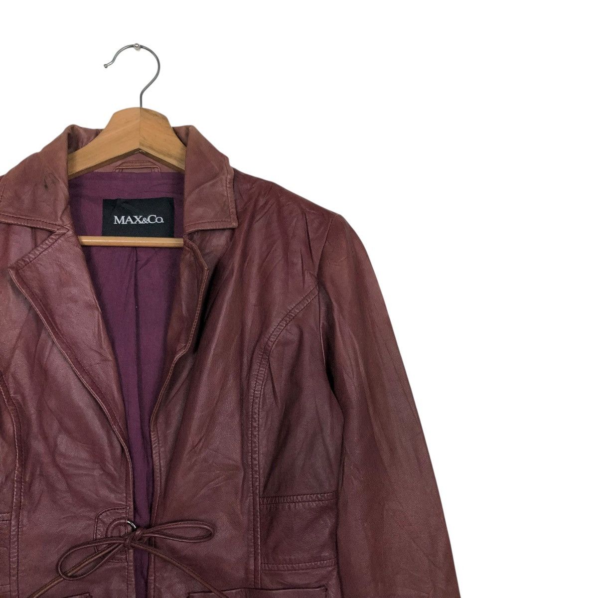 Japanese Brand 🔥VINTAGE CROPPED BIKER LEATHER JACKET MAX & CO Size S / US 4 / IT 40 - 8 Thumbnail
