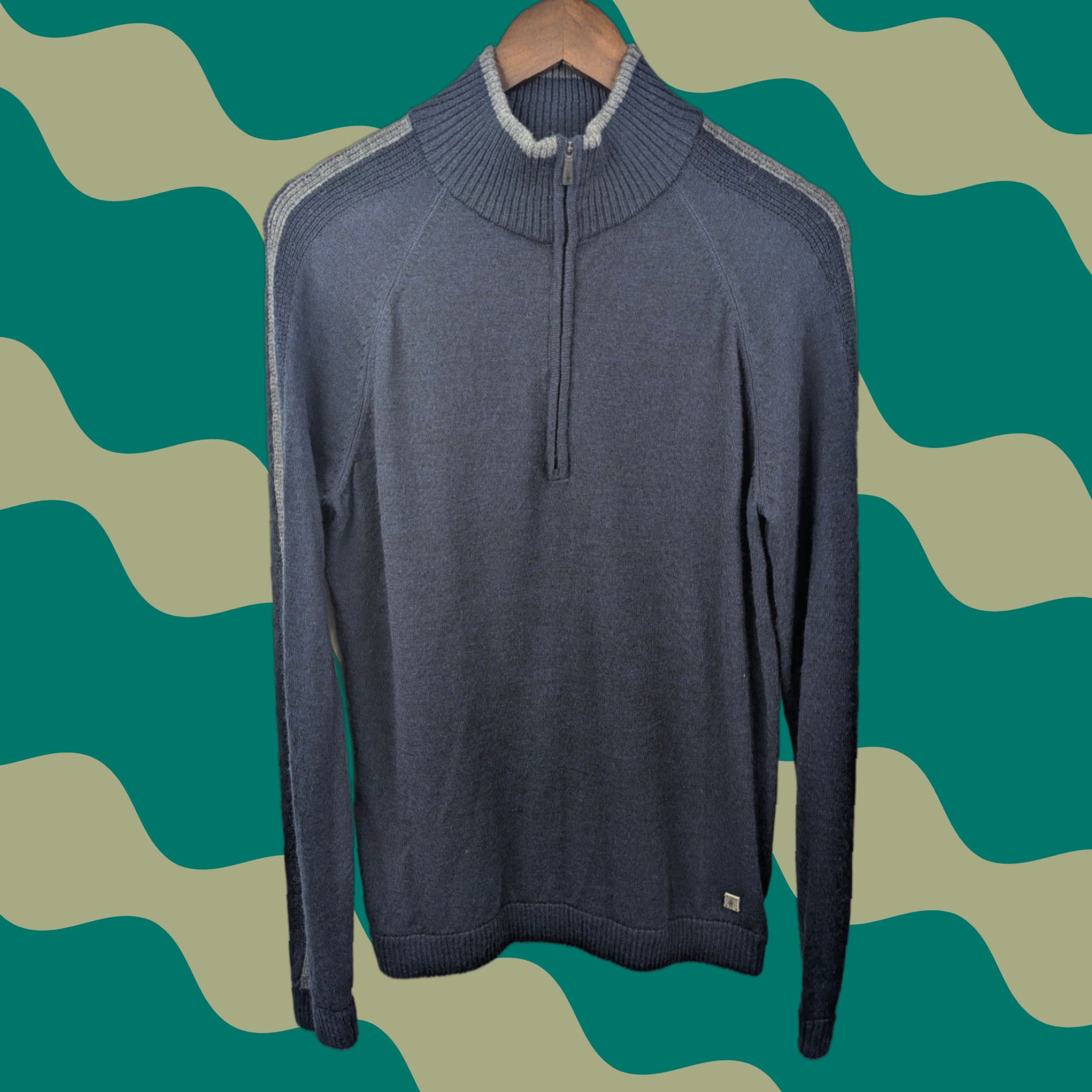 Smartwool Smartwool Merino Blend Quarter Zip Pullover Mock Neck Navy Blue Men’s Medium Size US M / EU 48-50 / 2 - 1 Thumbnail