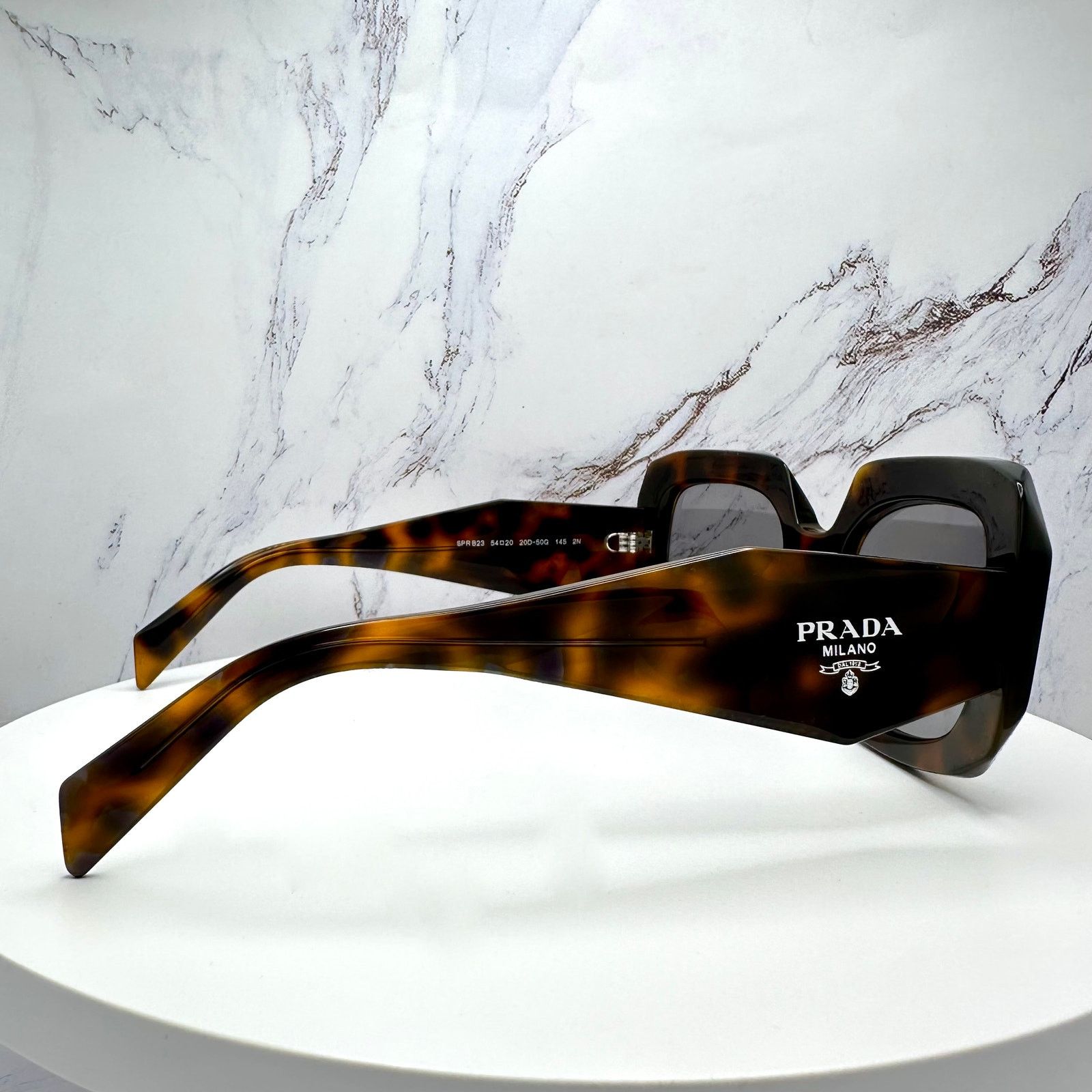 Prada New PRADA Sunglasses Brown Juniper Tortoise Gray Lens Square Size ONE SIZE - 15 Thumbnail