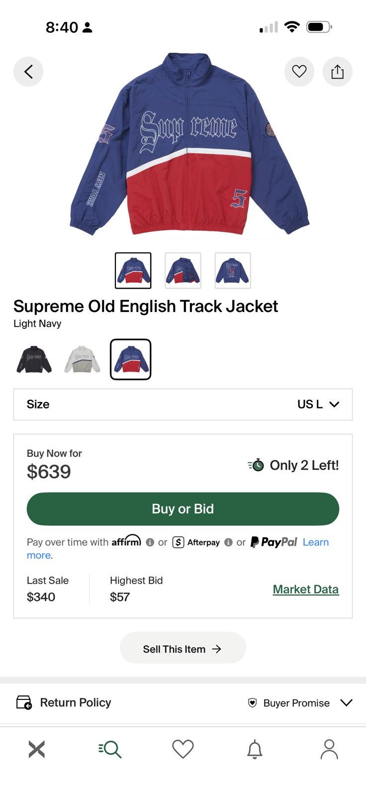 Supreme Supreme old english track jacket Size US L / EU 52-54 / 3 - 4 Thumbnail