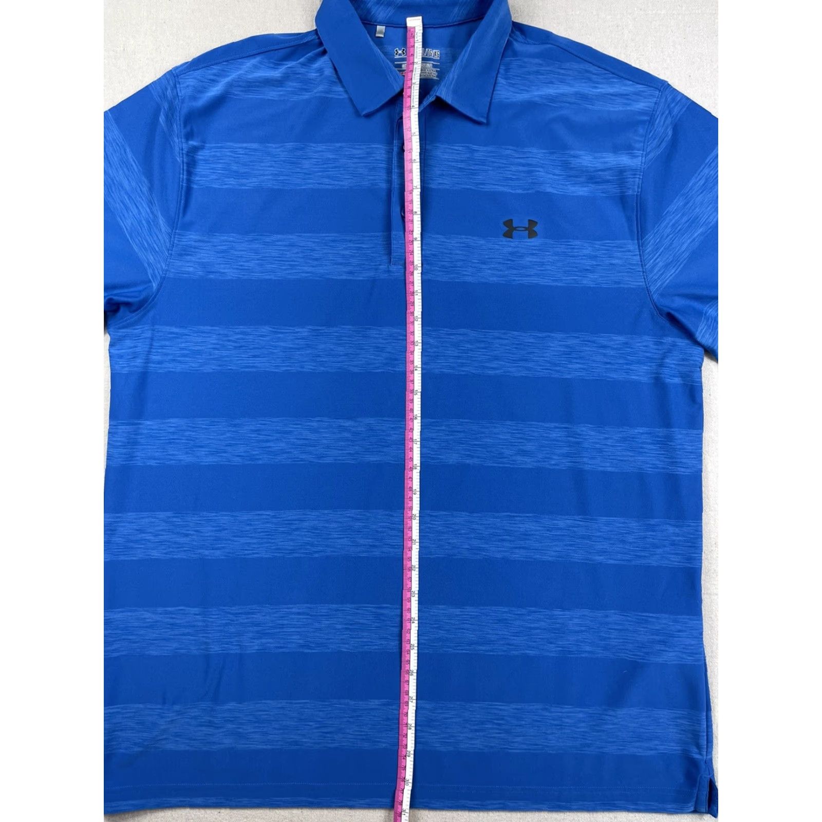 Under Armour Under Armour Golf Polo Mens XL Blue Striped Heat Gear Quick Dry UA Polo Shirt Size US XL / EU 56 / 4 - 6 Thumbnail