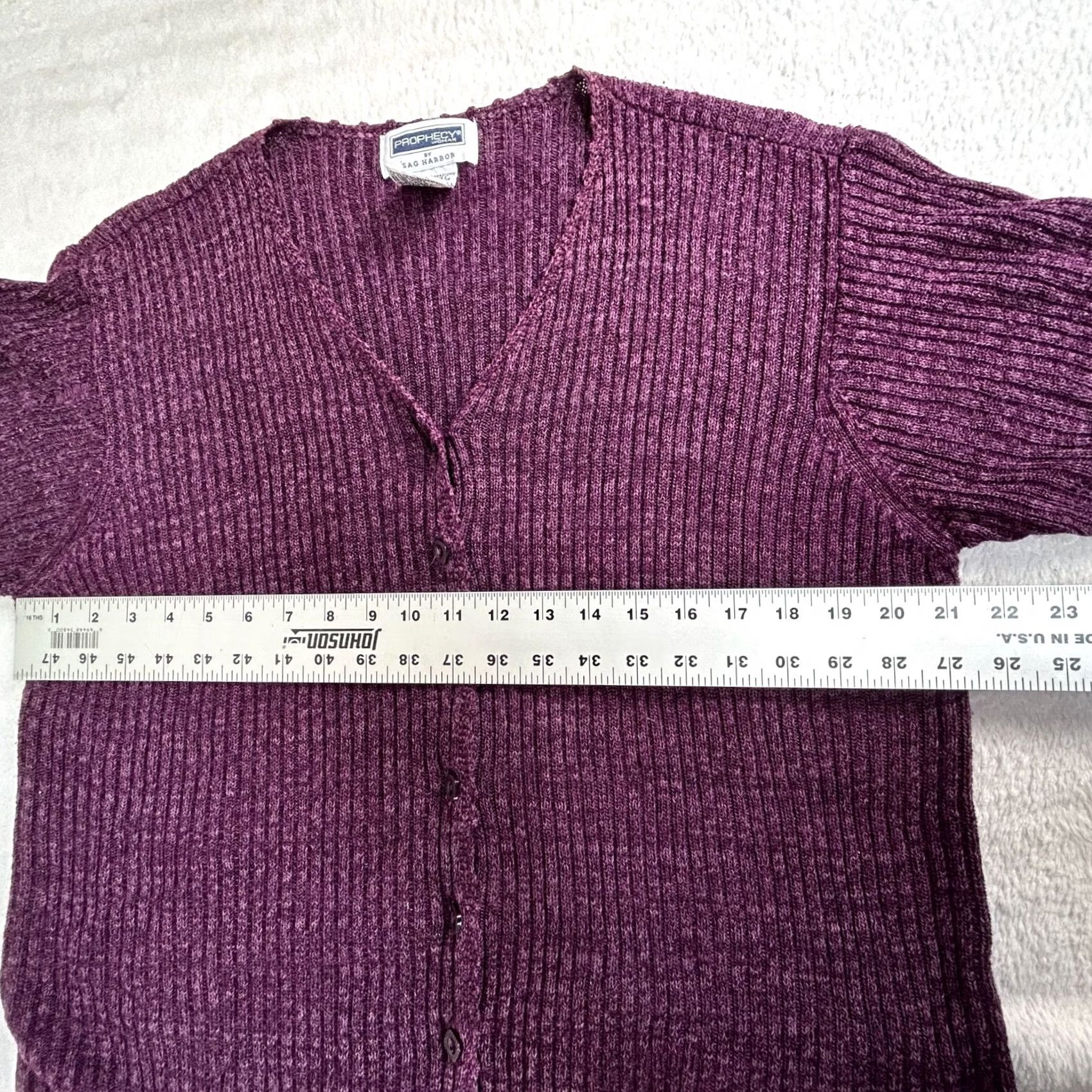 Vintage Sag Harbor Sweater Womens 2X Purple Prophecy Knit Cardigan Silk Blend Buttons Size XXL / US 16-18 / IT 52-54 - 6 Thumbnail