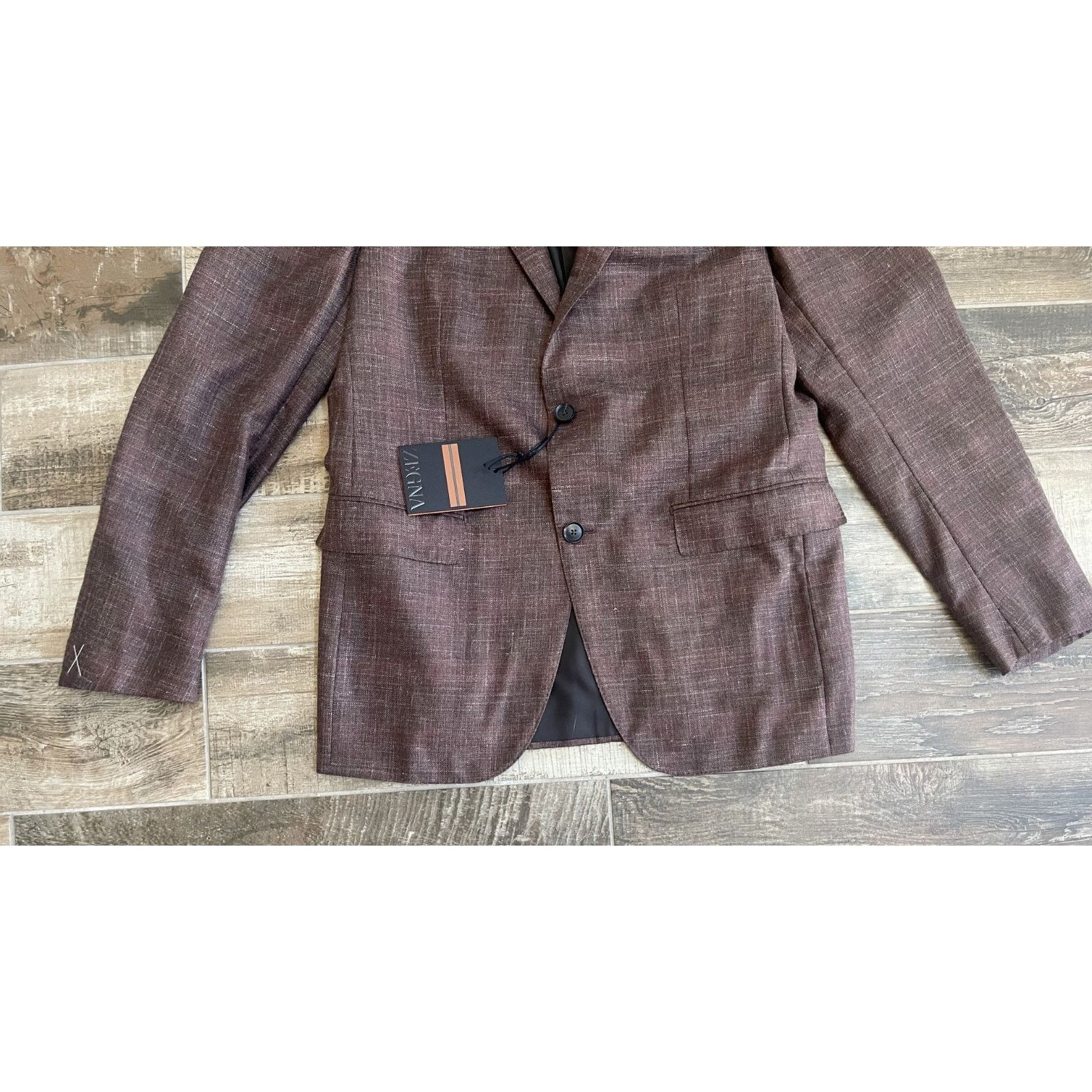 Ermenegildo Zegna $4,495 NWT ZEGNA Wine Cashmere Blend Blazer Luxury 52(42)L Size 42L - 3 Thumbnail