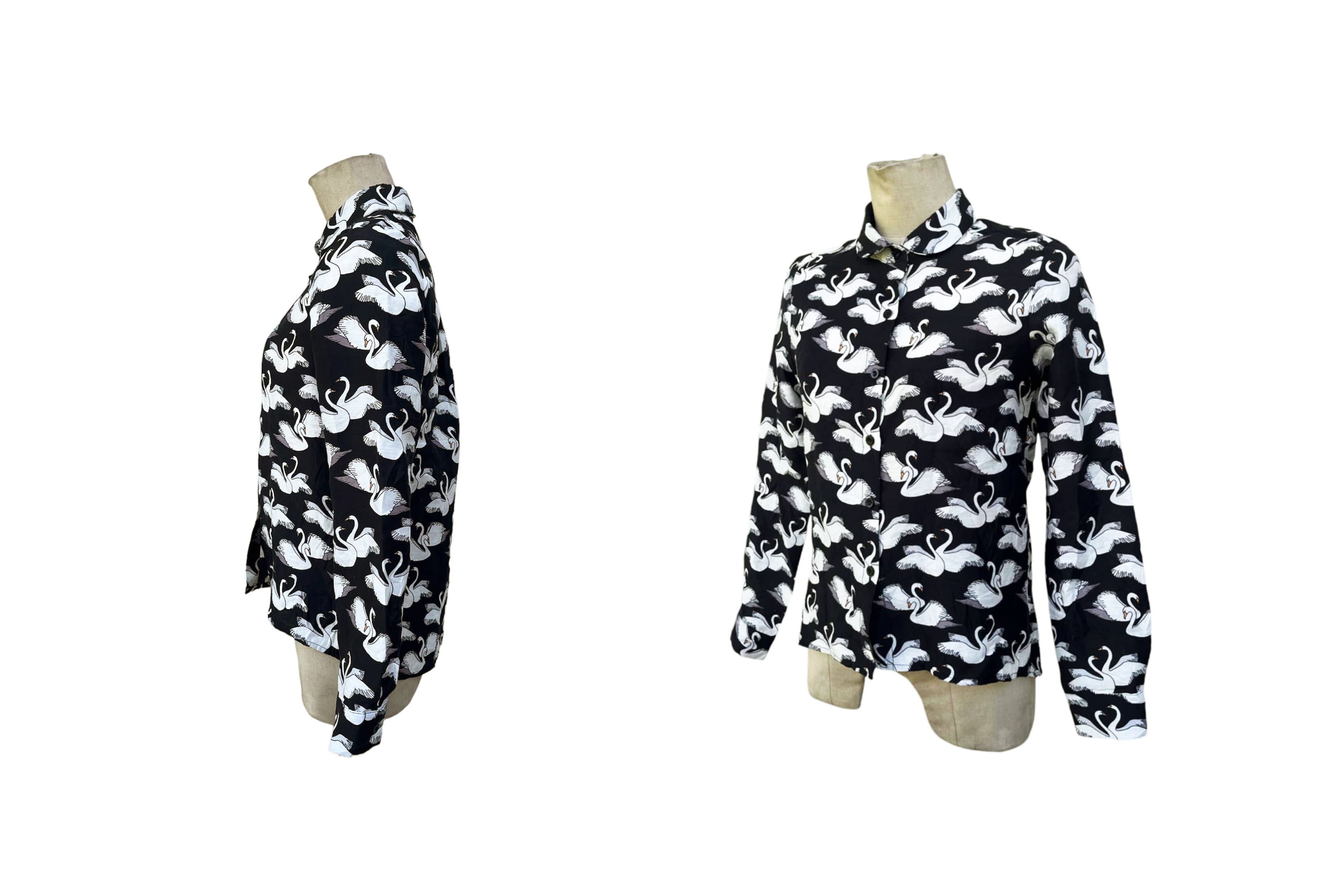 Vintage Japanese Vintage Retro SWANS Printed collar button up shirt Size S / US 4 / IT 40 - 6 Thumbnail