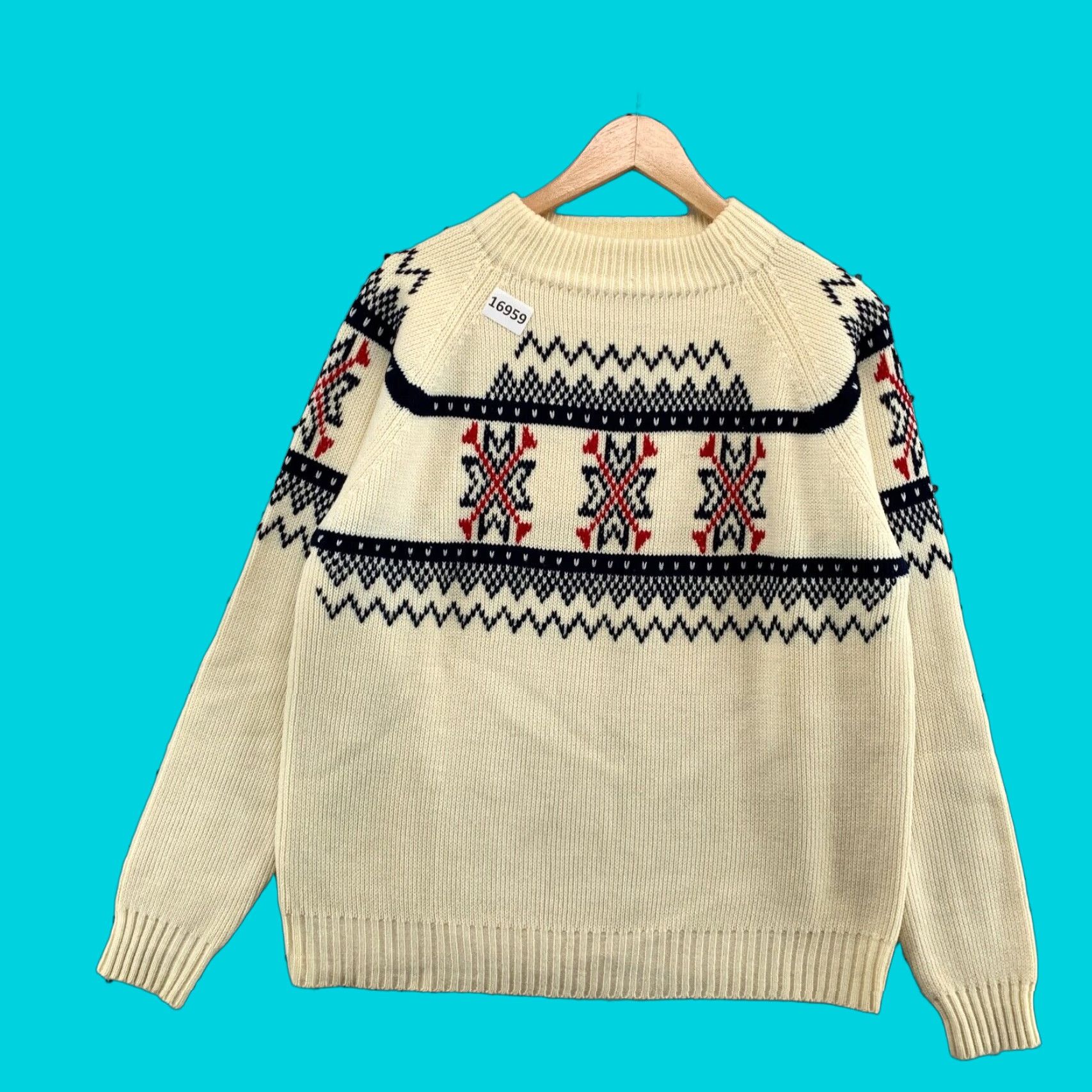 Penn VINTAGE JC Penney Ski Lodge Sweater Pullover Men's Medium Beige Skiing 90s Size US M / EU 48-50 / 2 - 1 Thumbnail