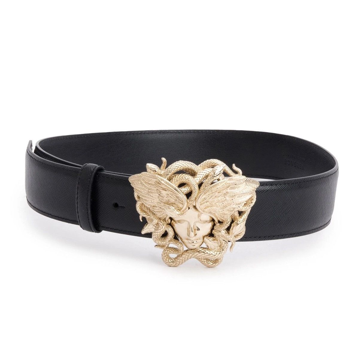 Versace Versace Black Calfskin Leather Palazzo Medusa Belt Size 30 - 1 Thumbnail