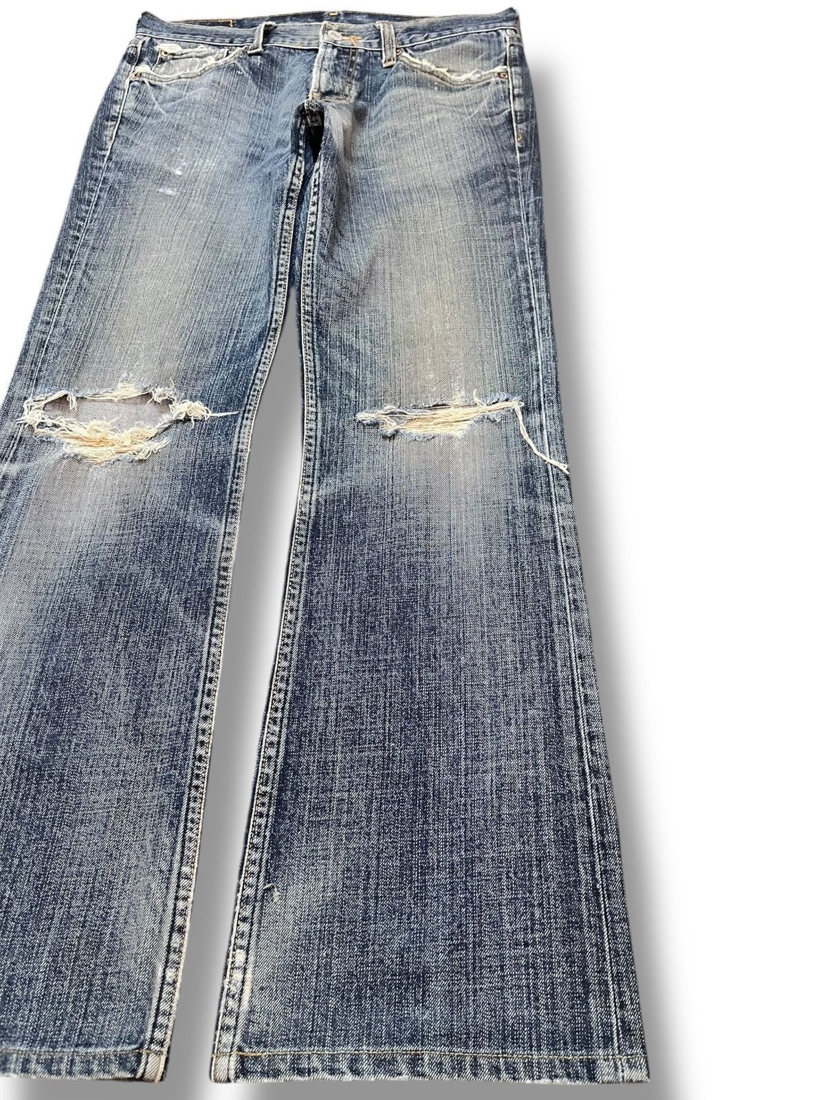Japanese Brand Vintage Bobson Crackwash Flare Distressed Denim Size US 31 - 4 Thumbnail