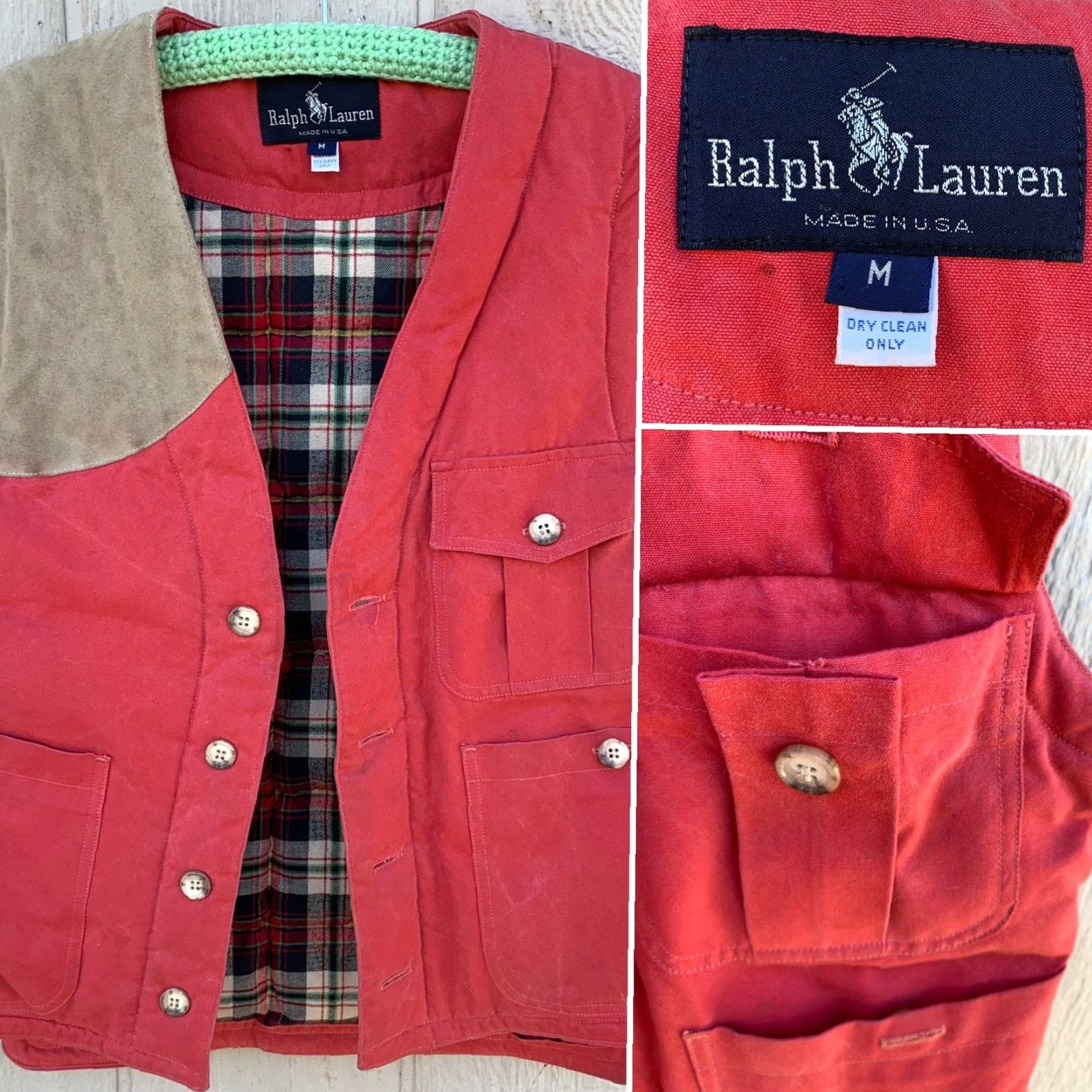Ralph Lauren VINTAGE Ralph Lauren Vest Hunting Outdoor Plaid Lined Cotton M Men USA Shirt? Size US M / EU 48-50 / 2 - 7 Thumbnail