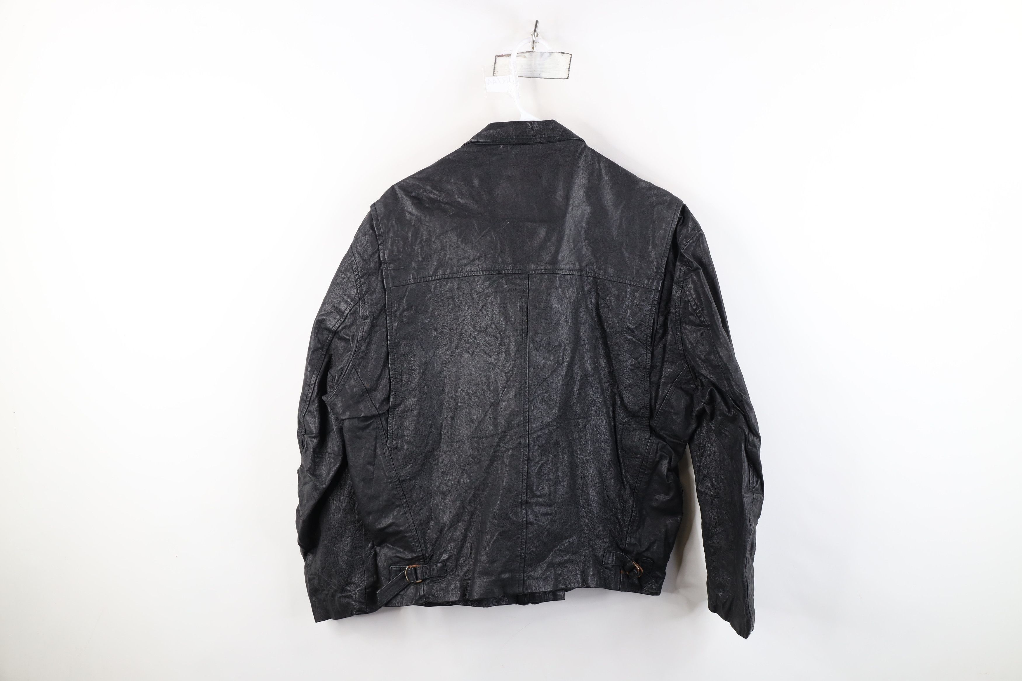 Vintage AS IS Vintage 70s Streetwear Collared Leather Bomber Jacket Size XL / US 12-14 / IT 48-50 - 13 Thumbnail