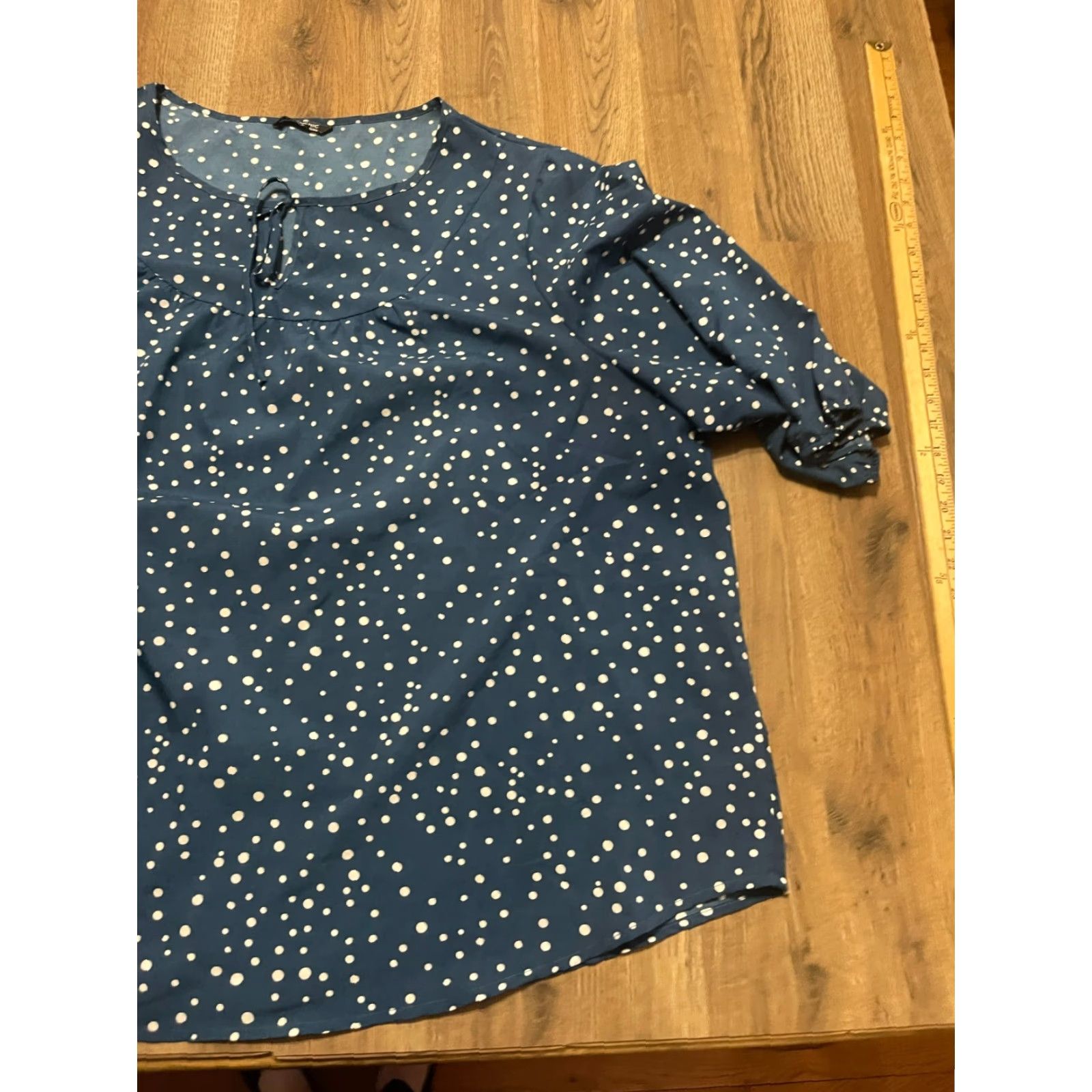 Vintage Bloomchic Blouse Women's Plus Size 26 Shirt Adult Plus White Polka Dots Short Sleeve Modern Casual Bloomchic Size 4XL / US 24-26 - 4 Thumbnail