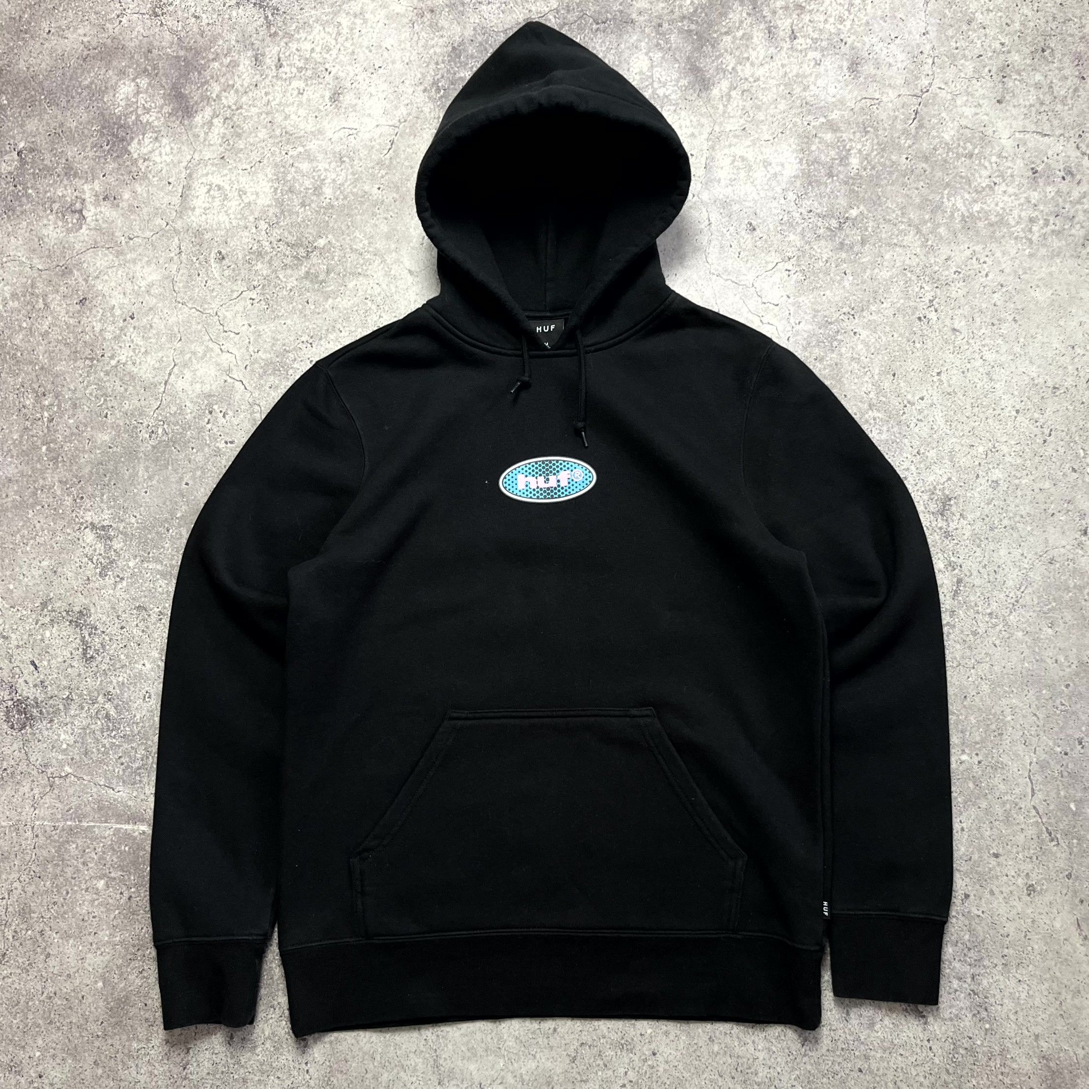 Huf HUF Logo Cotton Blend Black Hoodie Streetwear Skate Size M Size US M / EU 48-50 / 2 - 1 Thumbnail