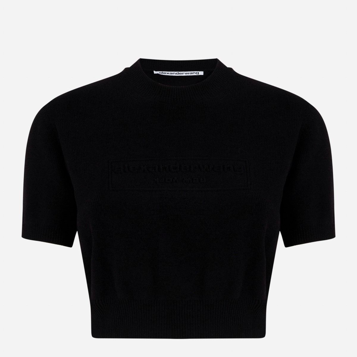 Alexander Wang o1s22i1n0225 Logo Embossed Crop Top in Black Size XS / US 0-2 / IT 36-38 - 1 Thumbnail