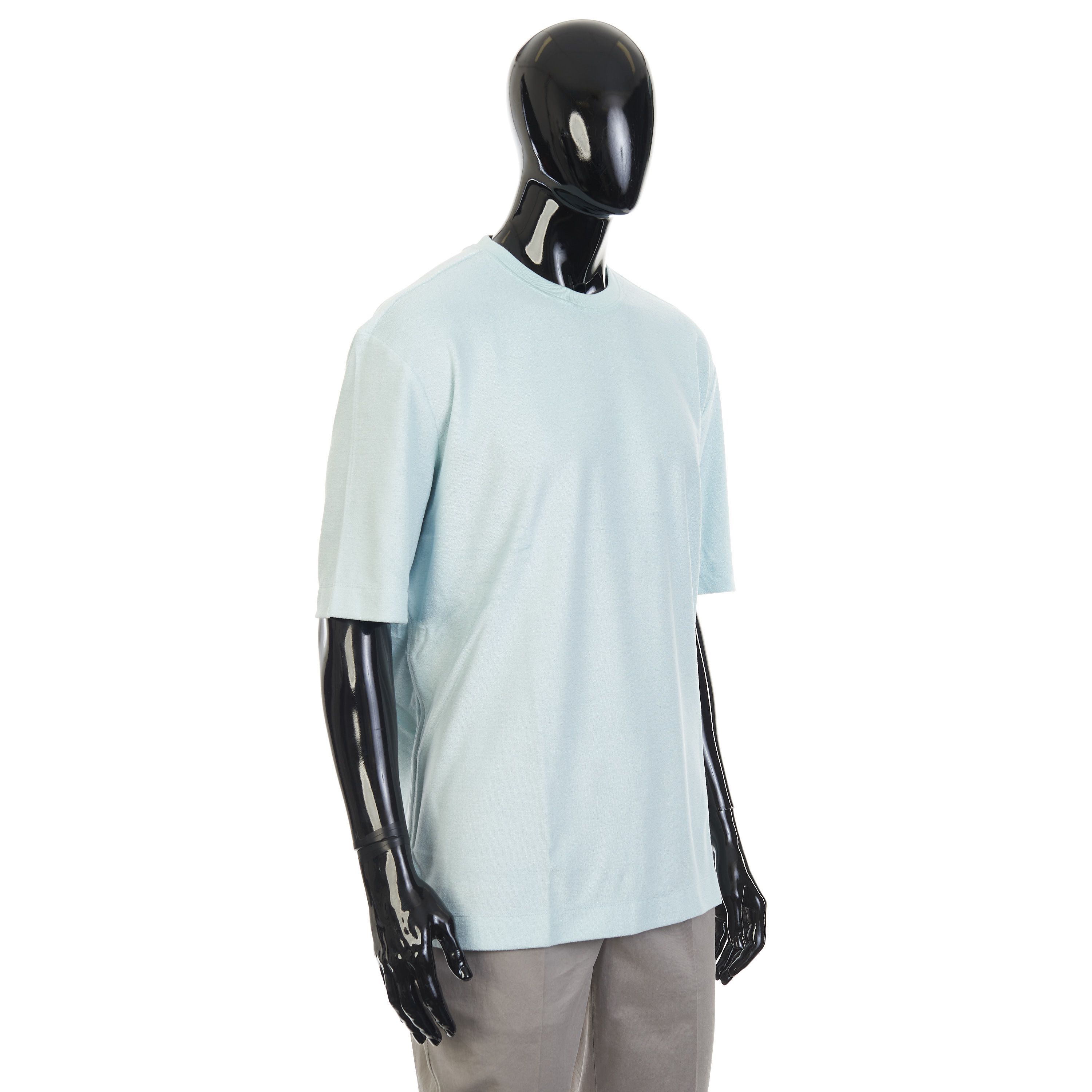 Ermenegildo Zegna Light Blue Silk & Cotton Crewneck Tshirt Size 54 Size US L / EU 52-54 / 3 - 8 Thumbnail