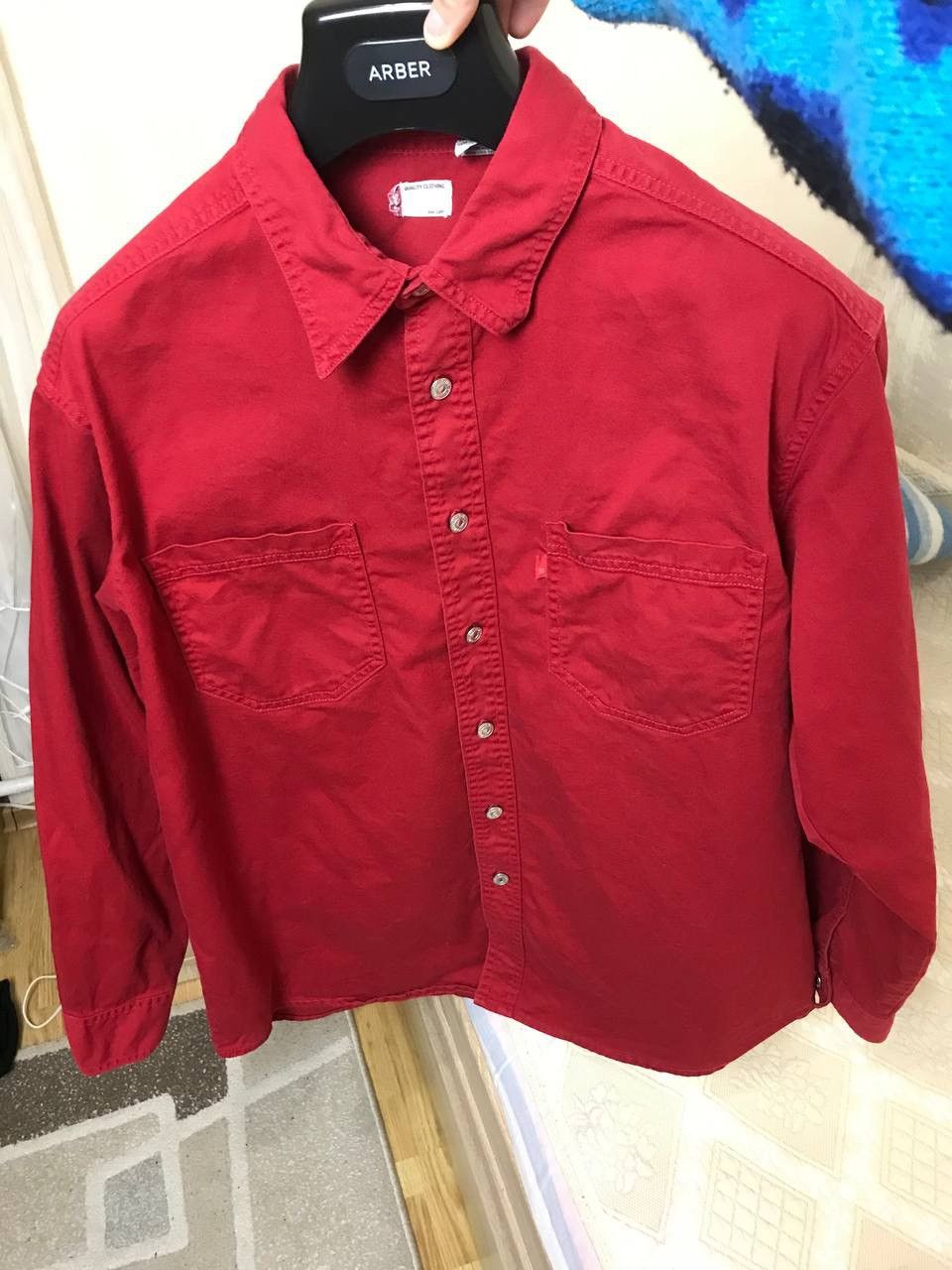 Levi's 🔥 00s Levis Red Button Up Shirt Loose Fit Cotton USA Vintage Size US M / EU 48-50 / 2 - 5 Thumbnail