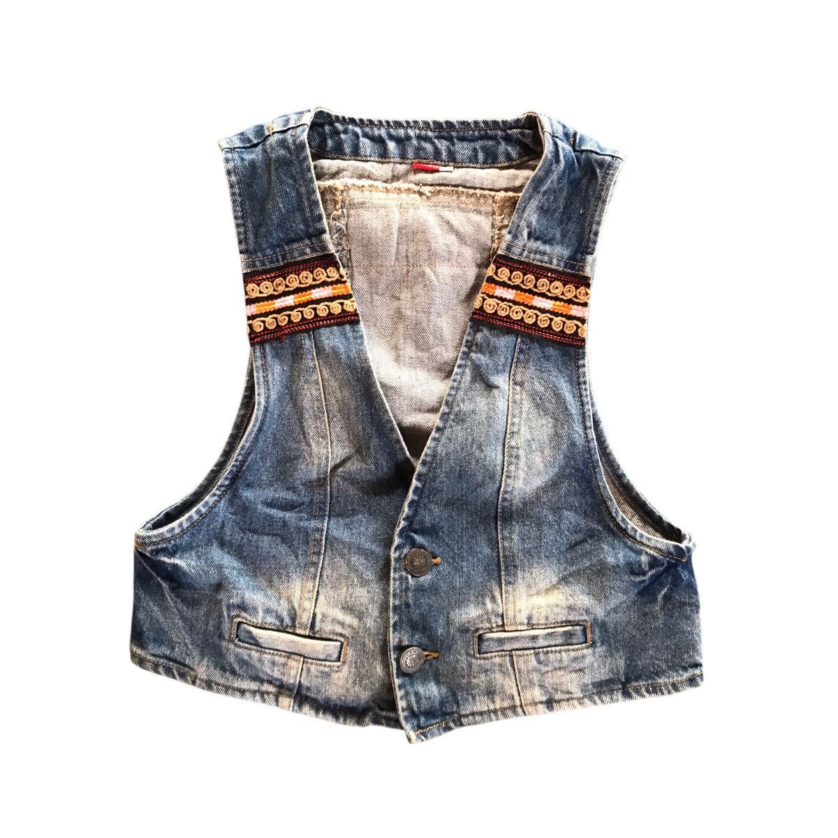 Japanese Brand Vintage Titicaca Navajo Vest Distressed Denim Jacket Size US XS / EU 42 / 0 - 1 Thumbnail