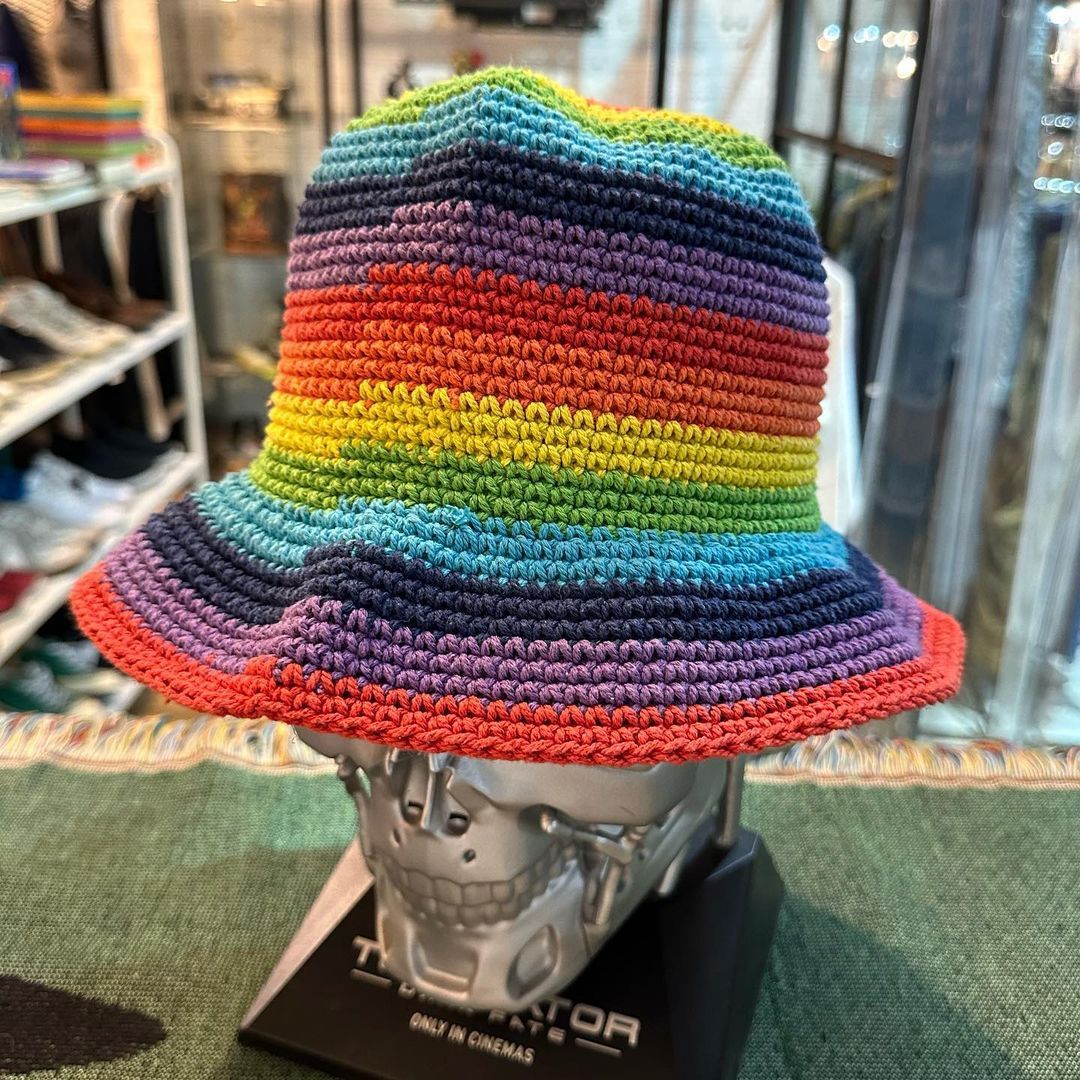 Streetwear Rainbow Knit Bucket Hat Grailed