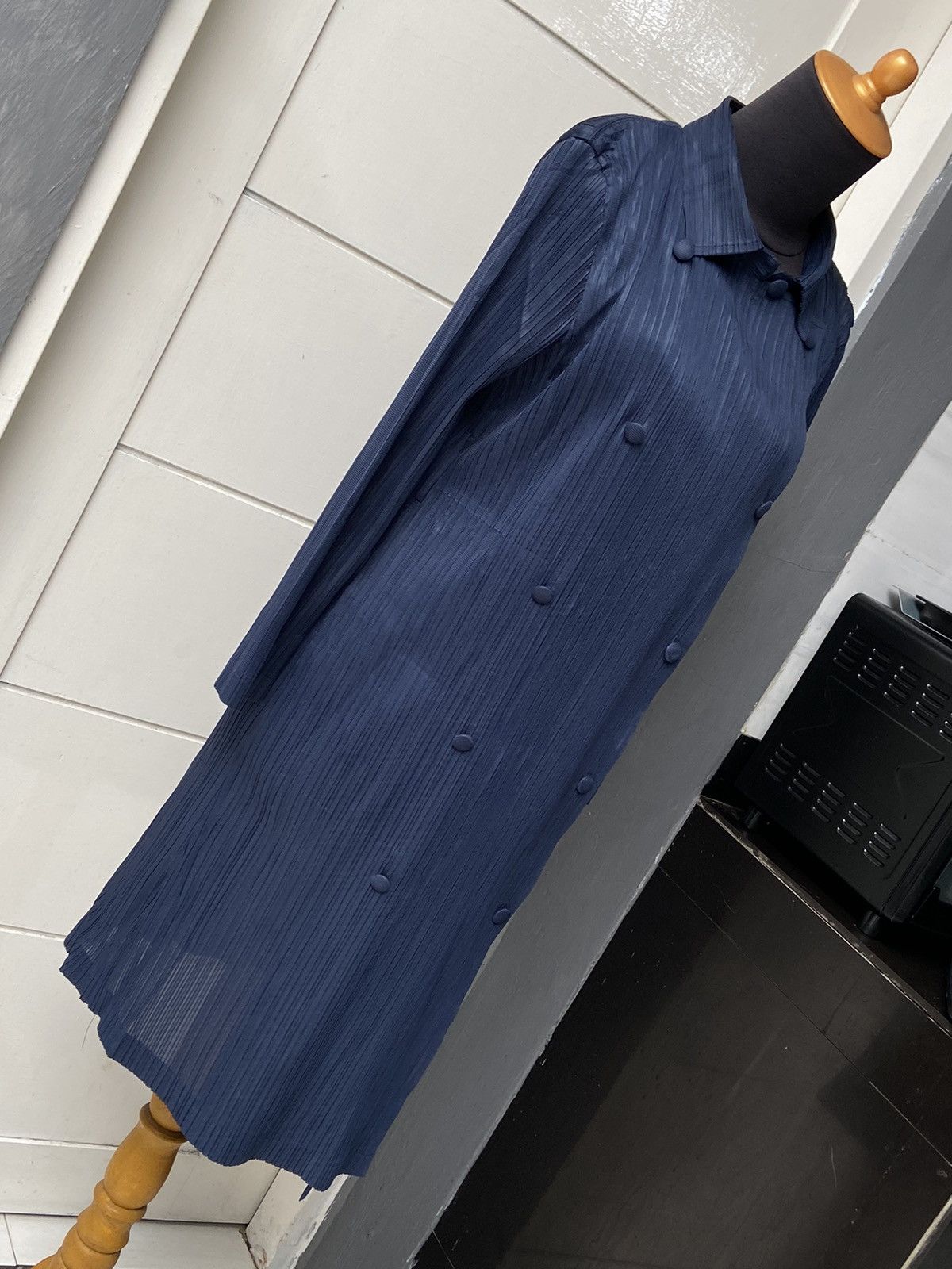 Designer × Japanese Brand PLEATSME Blue Pleats Blazers Size XS / US 0-2 / IT 36-38 - 4 Thumbnail
