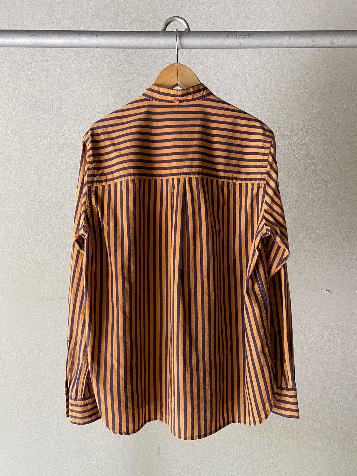mercibeaucoup mercibeaucoup Orange & Navy Striped Mandarin Collar Shirt Size M / US 6-8 / IT 42-44 - 11 Thumbnail