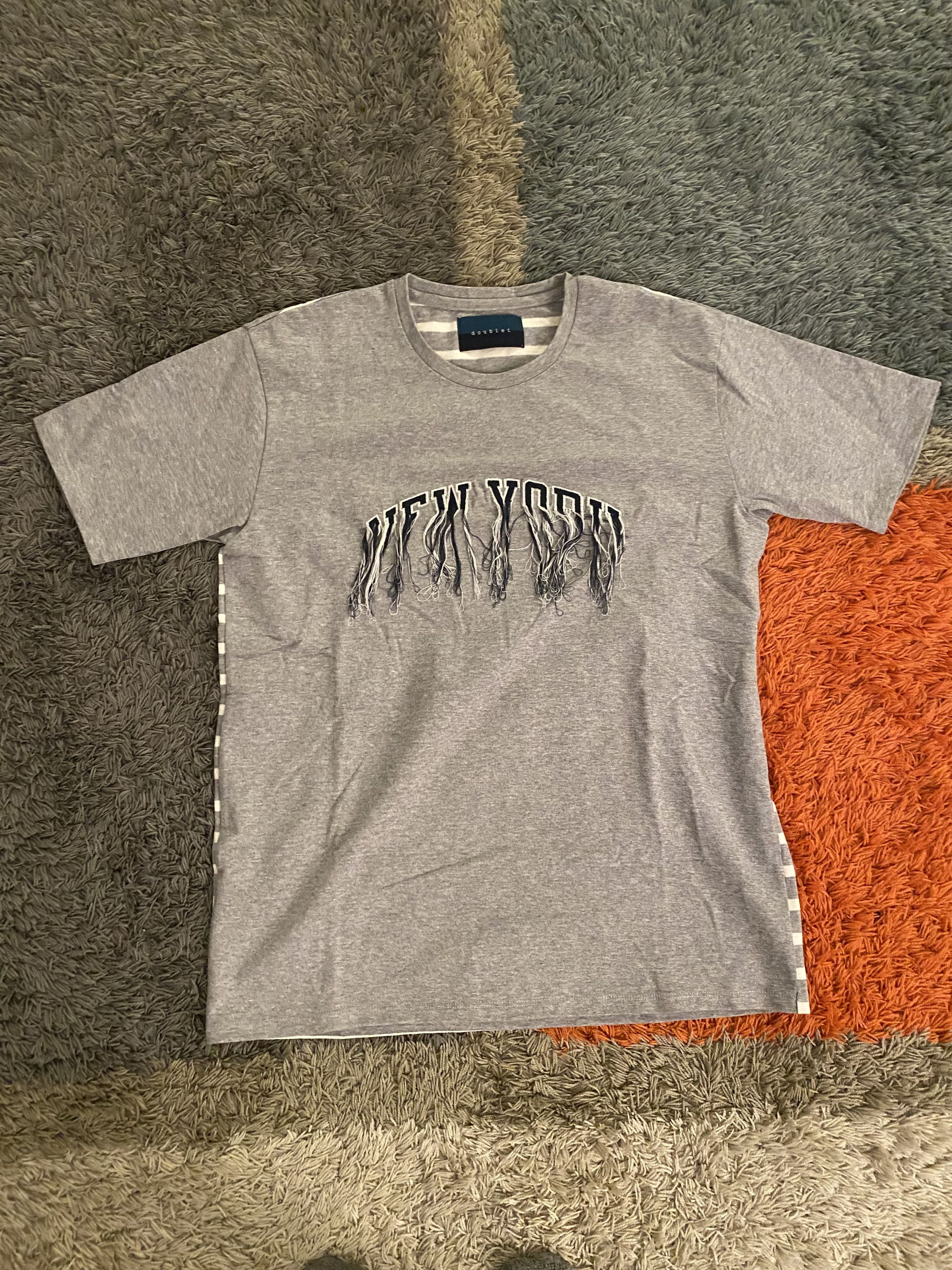 image of Doublet "new York" Stripe T-Shirt in Grey Stripe, Men's (Size Small)