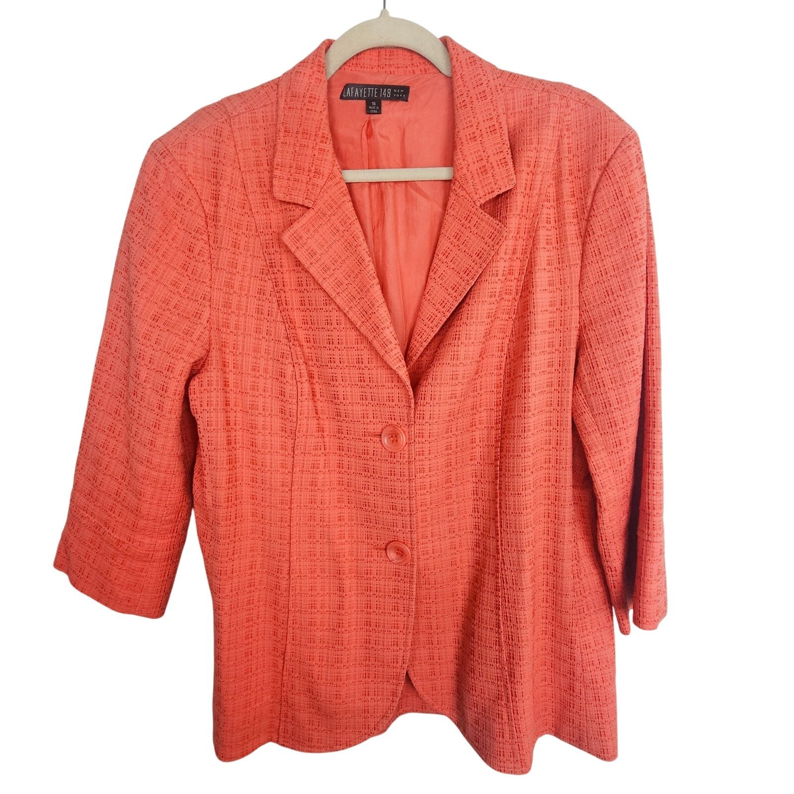 Lafayette 148 Lafayette 148 Textured Coral Blazer 16 Designer Career Corp Size XXL / US 16-18 / IT 52-54 - 1 Thumbnail