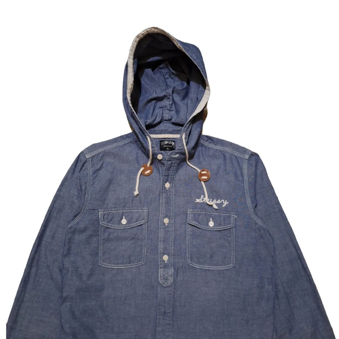 Stussy Stussy Hooded Denim Shirt Embroidered Stussy Logo Size US S / EU 44-46 / 1 - 3 Thumbnail