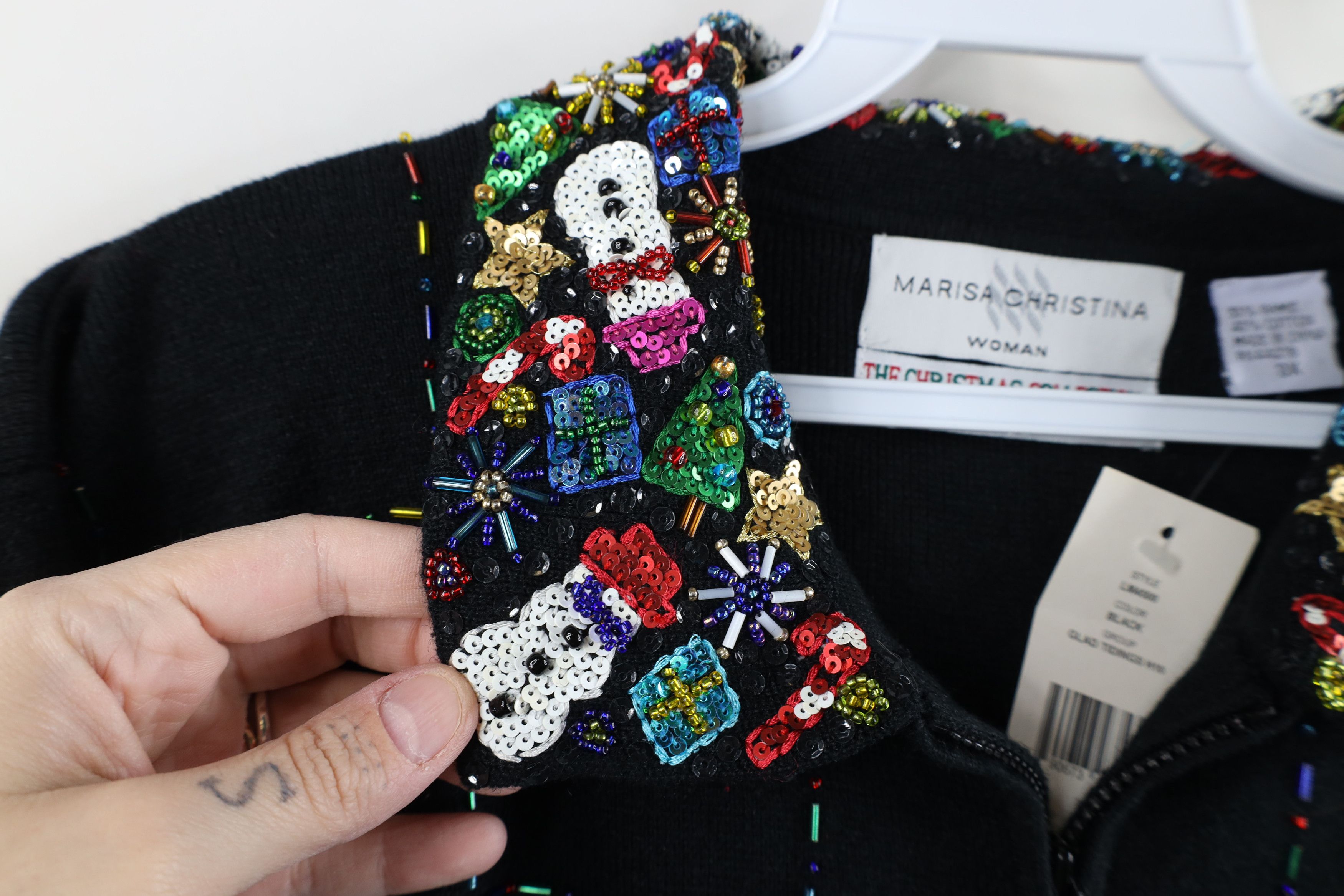 Vintage Deadstock Vintage Y2K 2003 Beaded Zip Cardigan Sweater Size 3XL / US 20-22 - 7 Thumbnail