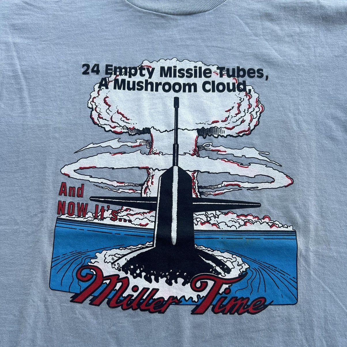 Vintage Vintage 80s Miller Time Nuclear Missile Mushroom Cloud Shirt Size US L / EU 52-54 / 3 - 4 Thumbnail