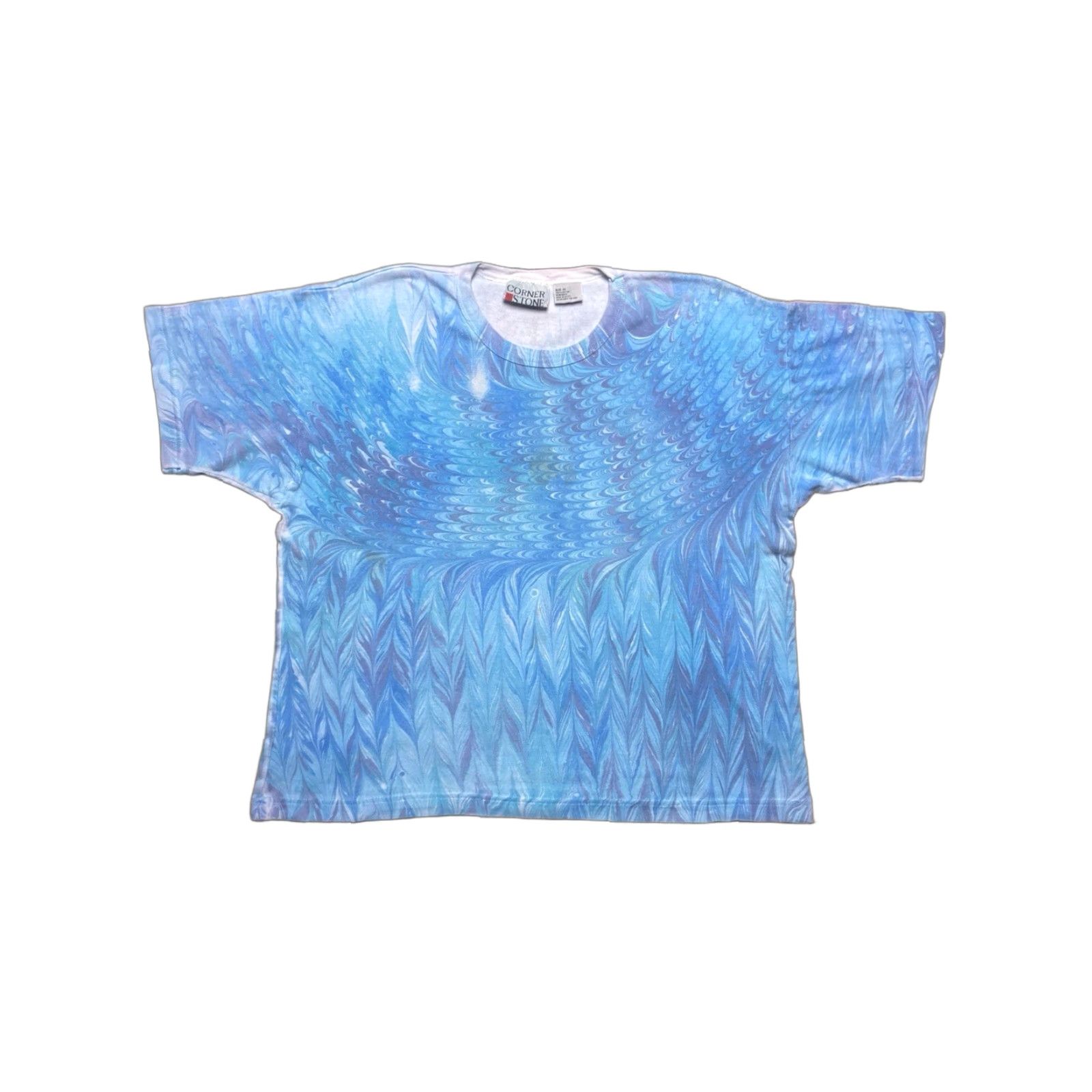 Vintage VINTAGE 90s t shirt peacock marble swirl print psychedelic boxy adult medium T-Shirt Blue Mens M & M Size US M / EU 48-50 / 2 - 1 Thumbnail
