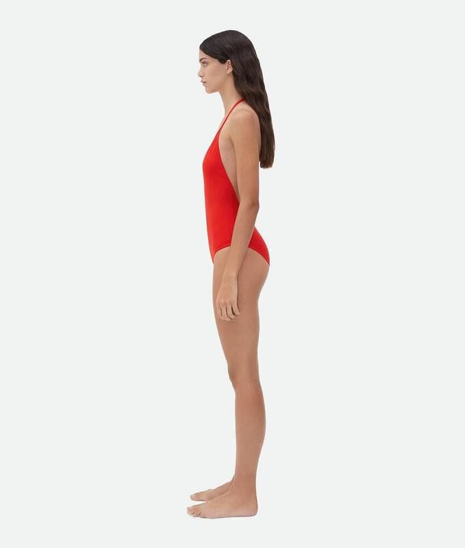 Bottega Veneta o1w1db10825 Stretch Nylon Halter Neck Swimsuit in Red Size XS / US 0-2 / IT 36-38 - 2 Thumbnail