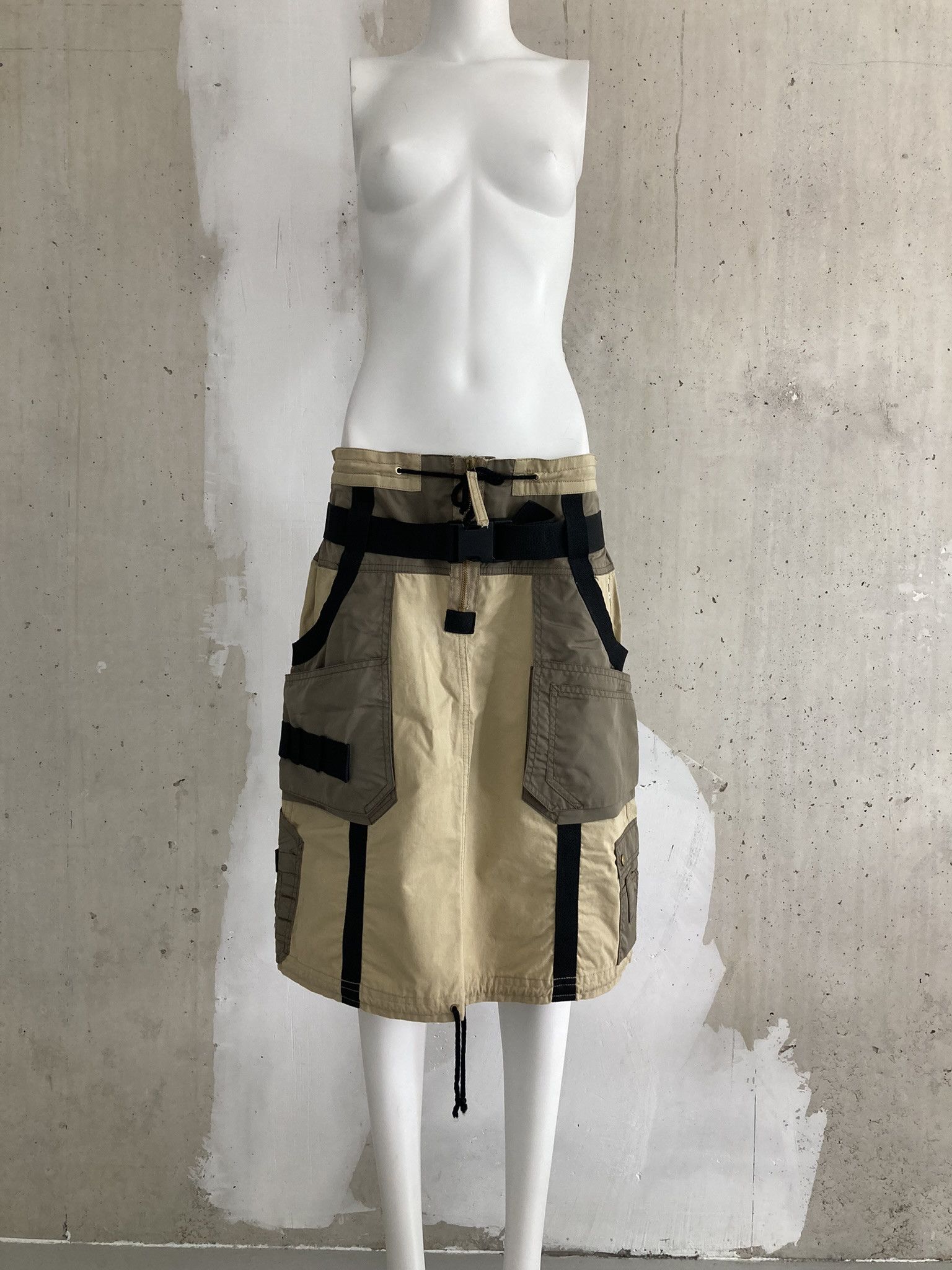 image of Jean Paul Gaultier Fw2003 Tan Bondage Skirt in Khaki, Women's (Size 30)