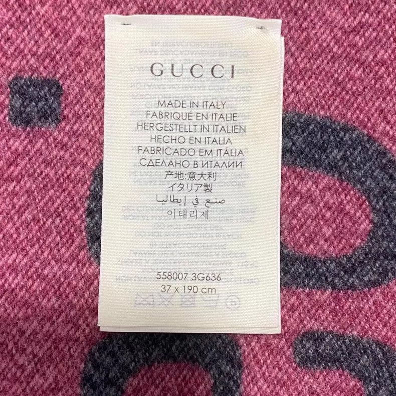 Gucci Gucci DoubleSided Printed Scarf in Gray Pink-2506 Size ONE SIZE - 5 Thumbnail