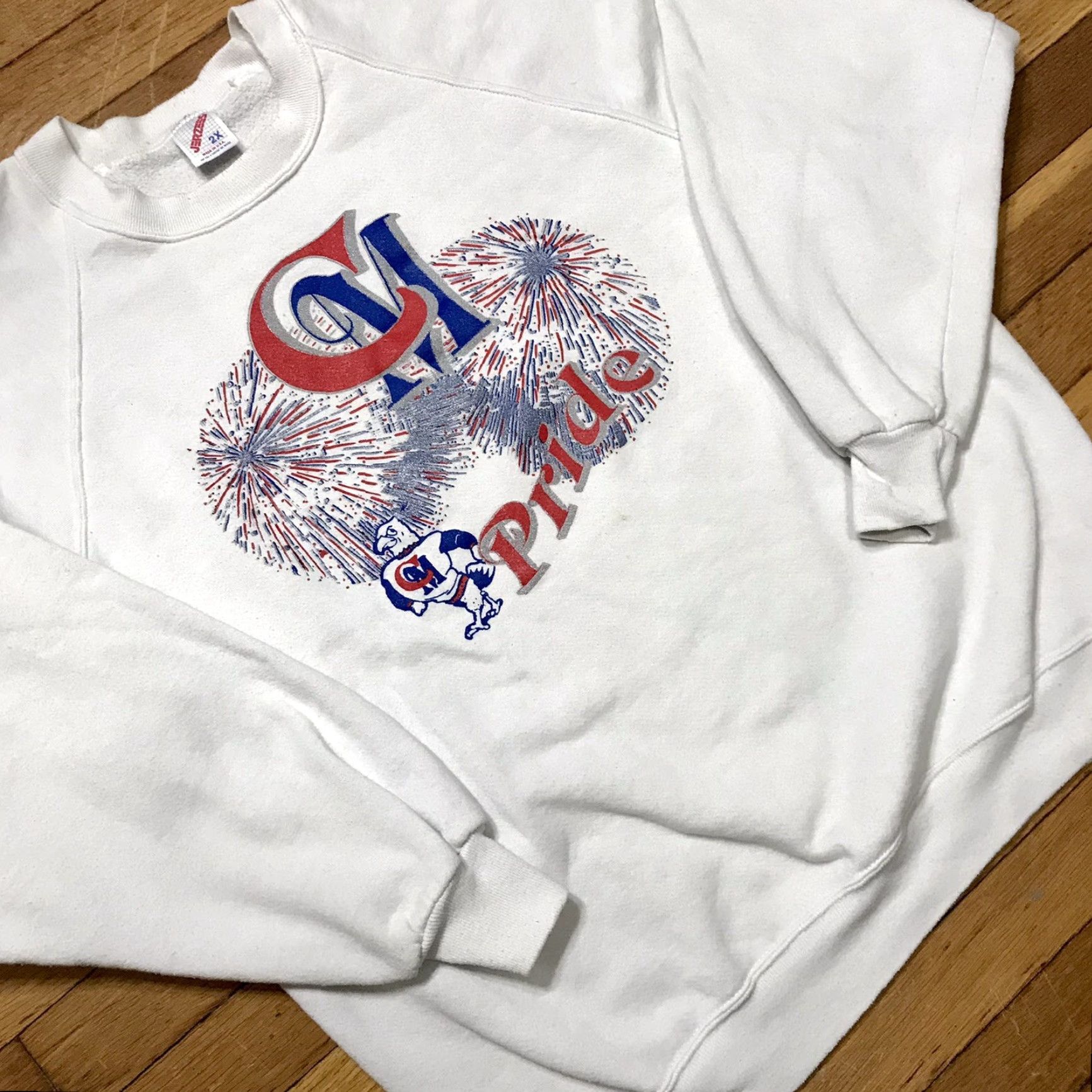 Jerzees VINTAGE Jerzees CM Pride Eagle Patriotic White Crewneck Sweatshirt Men 2XL Size US XXL / EU 58 / 5 - 3 Thumbnail