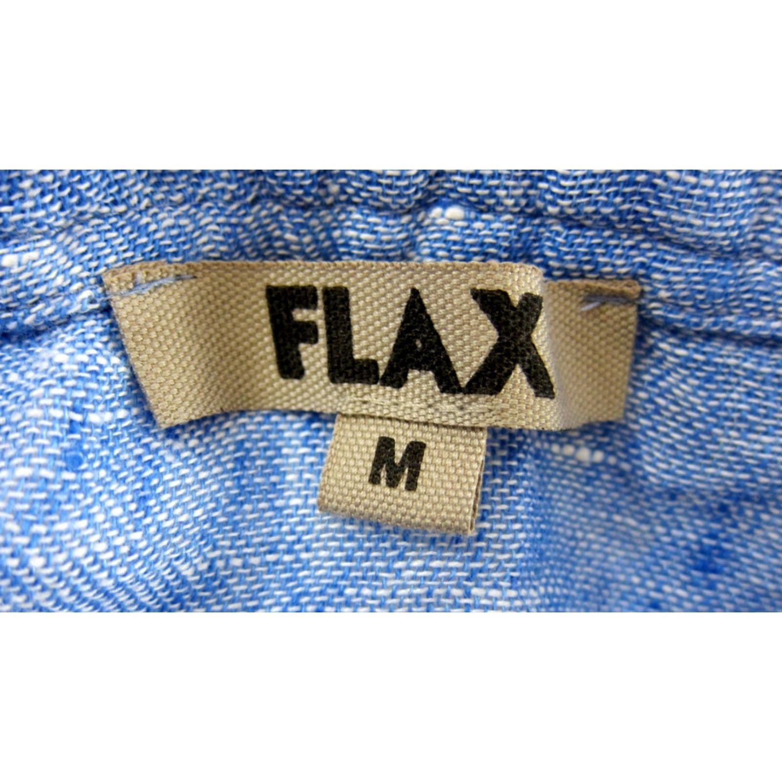 FLAX FLAX Blouse Shirt Blue Tunic Collared Short Sleeve Linen 100% Boxy Oversized Medium Womens Classic Bohemian Size M / US 6-8 / IT 42-44 - 3 Thumbnail