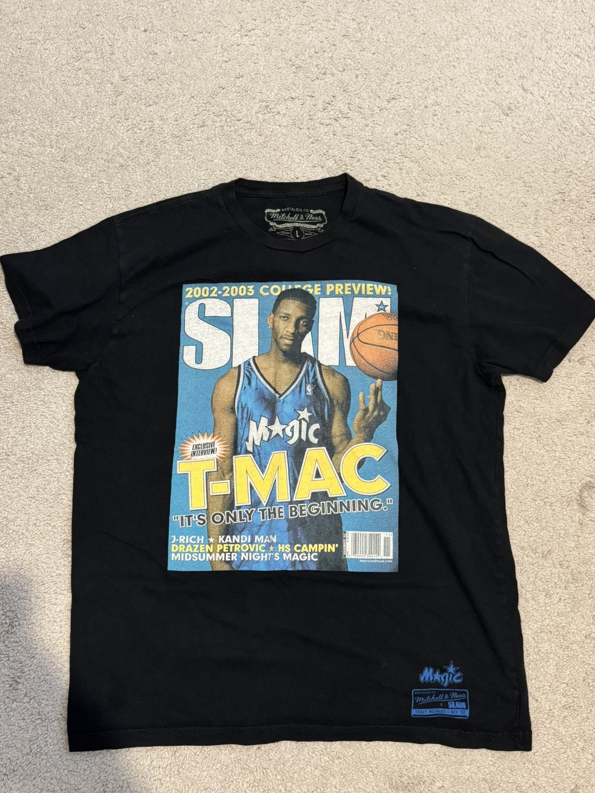 Vintage Slam Magazine Tracy McGrady t-shirt black size L