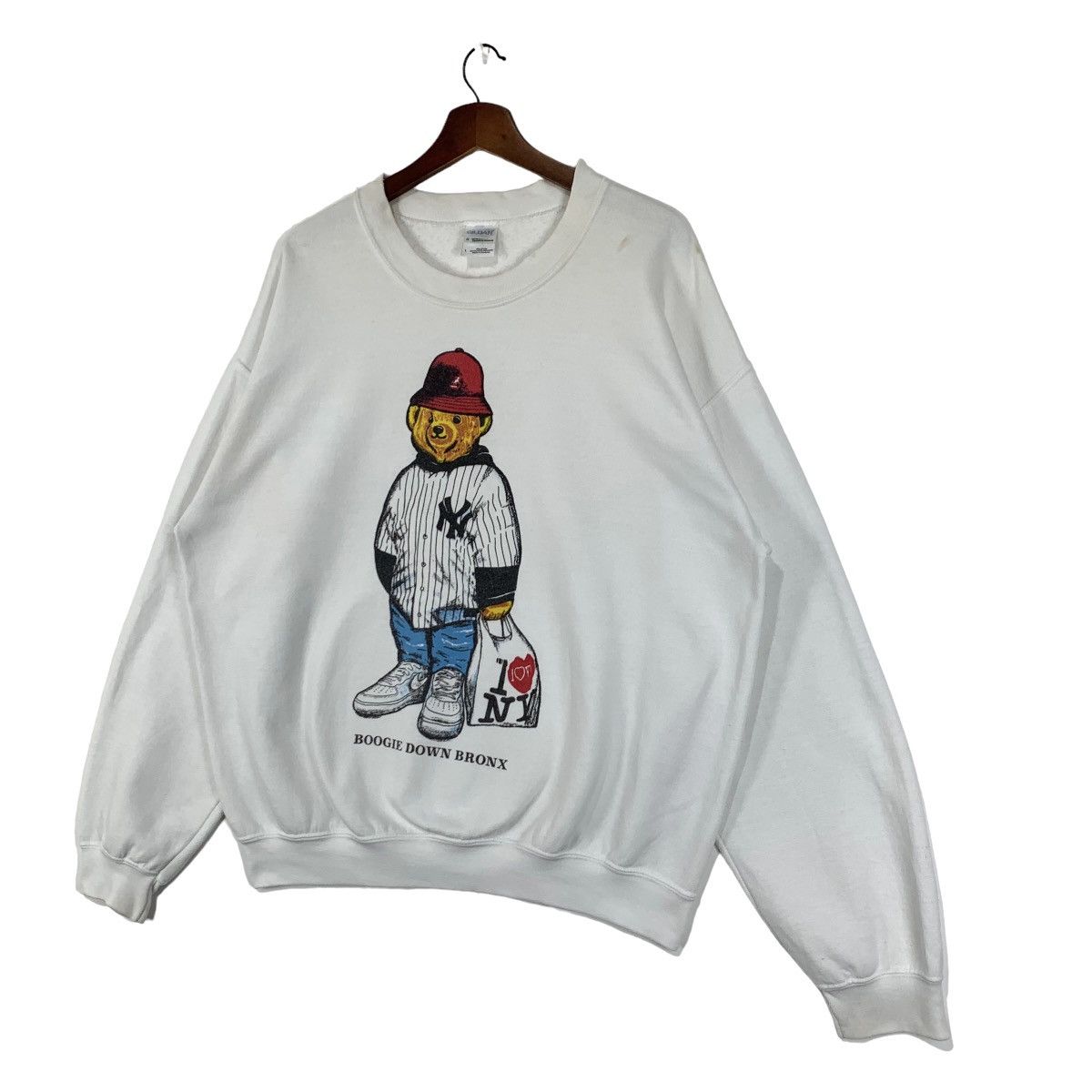 Gildan × I Love NY × Vintage Vintage Gildan Bear I Love NY Boogie Down Bronx Sweatshirt L Size US L / EU 52-54 / 3 - 6 Thumbnail