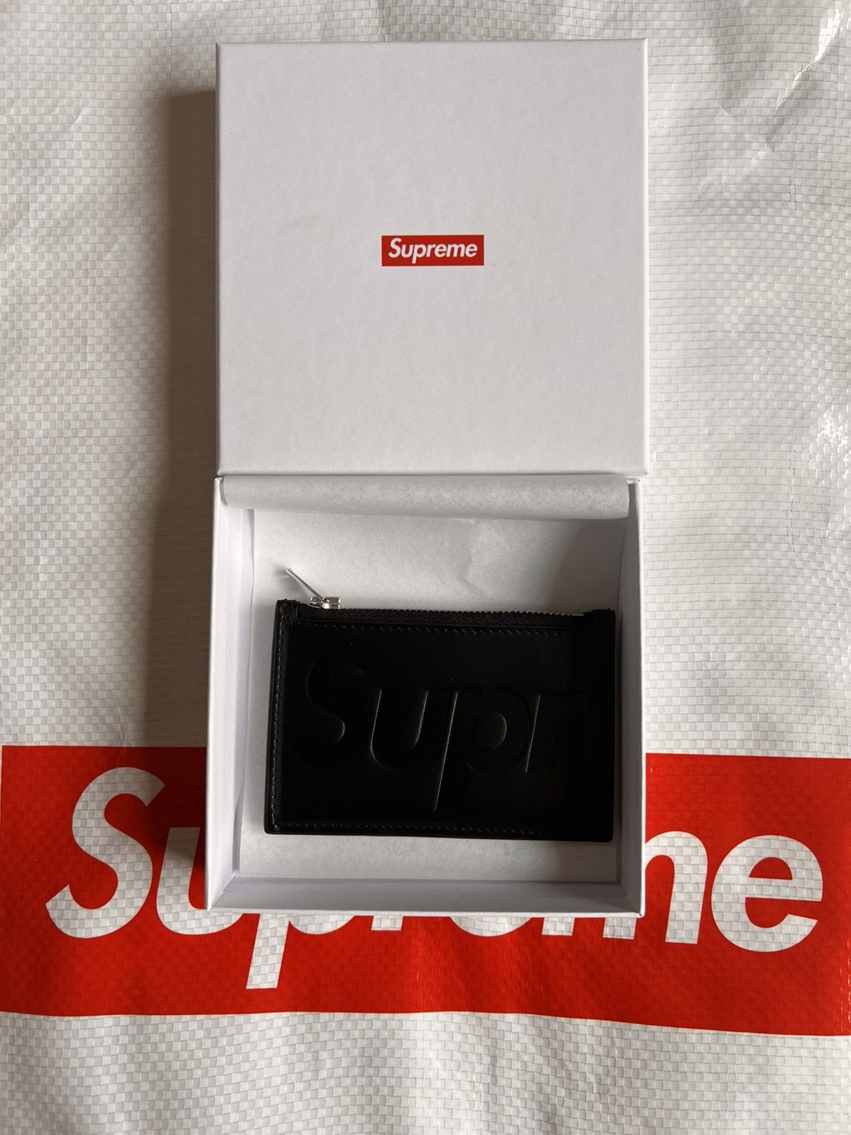 Supreme SUPREME Leather zip card holder Wallet black calfskin logo Size ONE SIZE - 20 Thumbnail