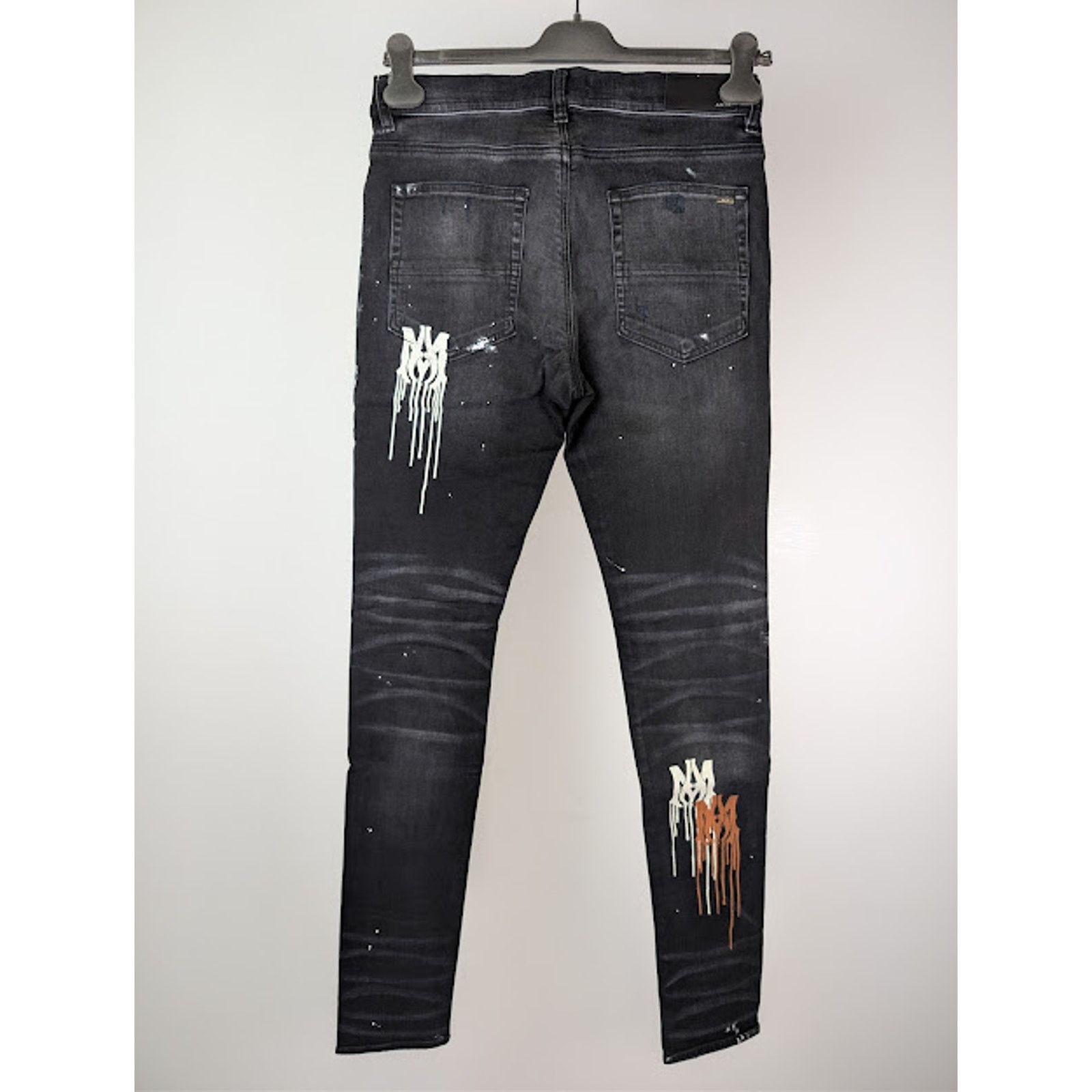 Amiri o1rshd1 MA Drip Skinny Denim Jeans in Aged Black Size US 31 - 19 Thumbnail