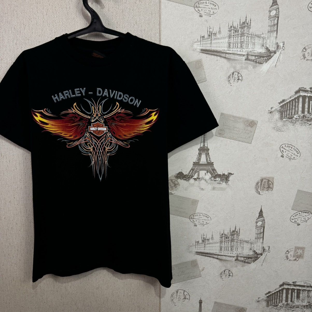 Harley Davidson × Vintage Vintage Harley Davidson T shirt Fire Wings USA Biker L Size US L / EU 52-54 / 3 - 6 Thumbnail
