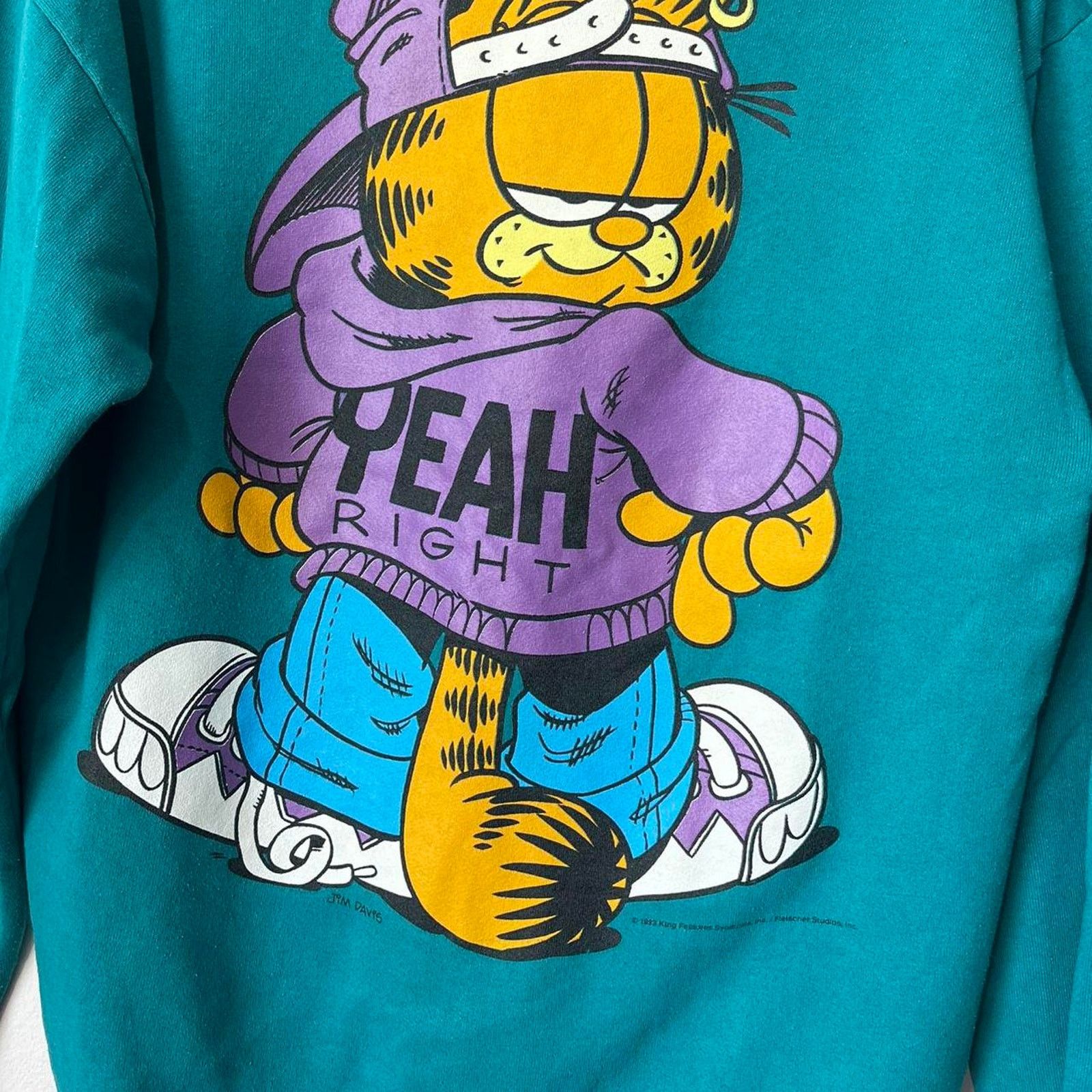 Vintage Vintage Garfield 90s Large Back Graphic Teal Sweater Size US L / EU 52-54 / 3 - 3 Thumbnail