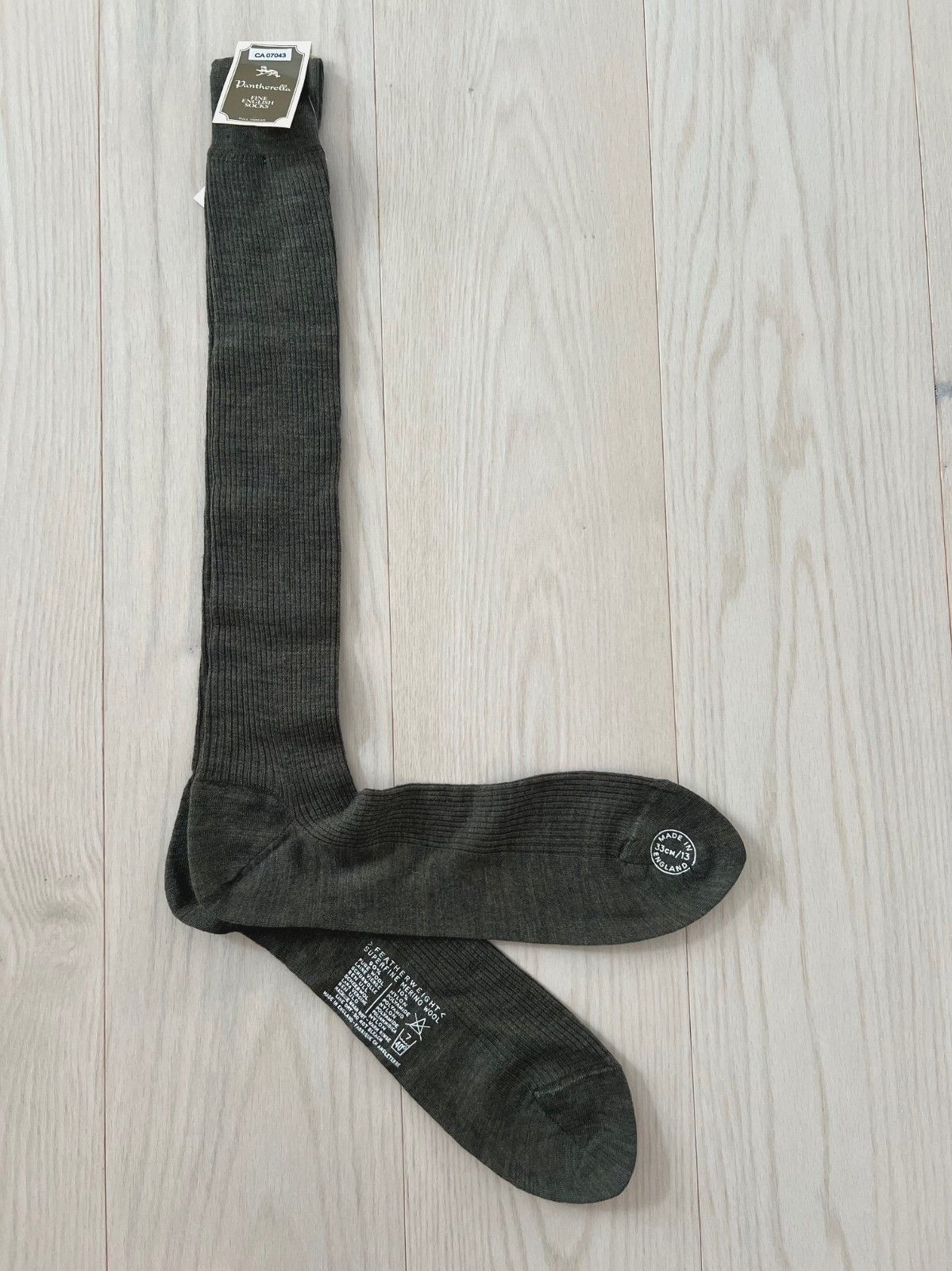 Pantherella Pantherella Long Fine Wool Blend Rib Socks Khaki Mix Size ONE SIZE - 2 Thumbnail