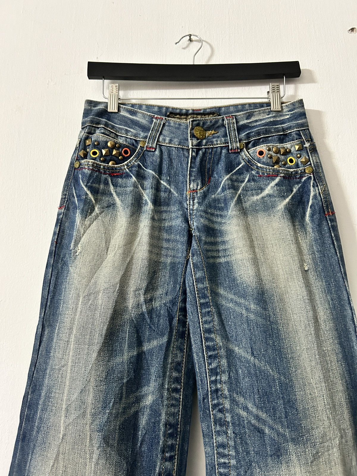 If Six Was Nine × Japanese Brand × Le Grande Bleu (L.G.B.) Flare Jeans Satisfaction Sick Design Vintage Denim Style Size 28" / US 6 / IT 42 - 2 Thumbnail