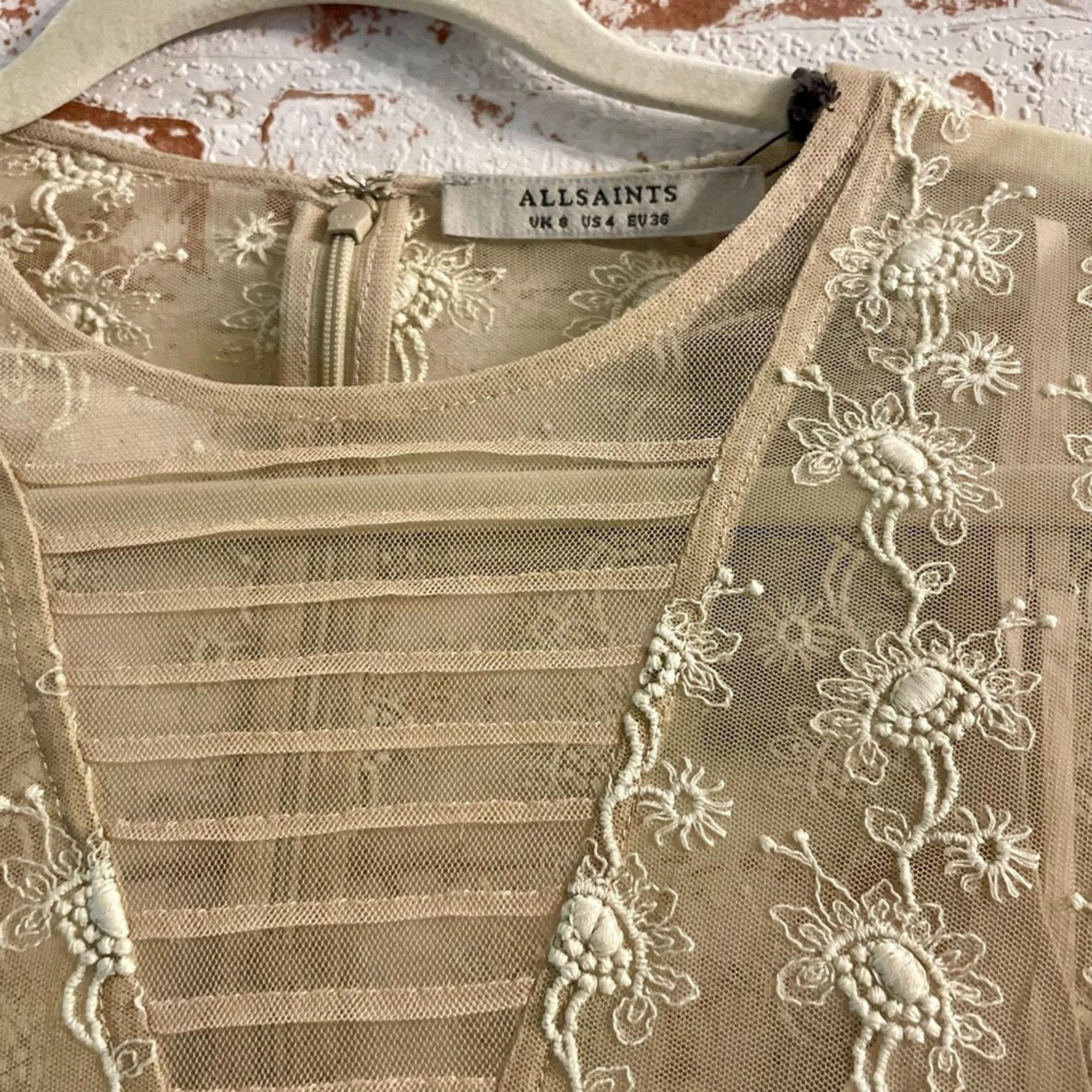 Allsaints All Saints NWT Cream Lace Blouse with Ruffle Sleeves Size S / US 4 / IT 40 - 3 Thumbnail