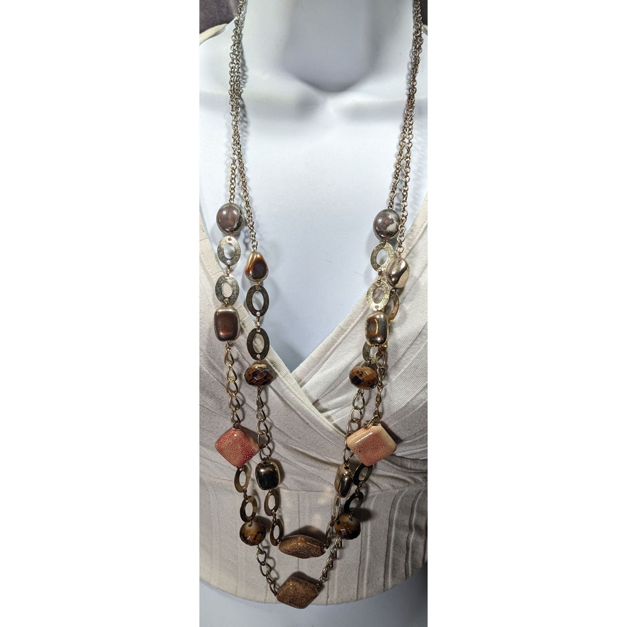 Other Retro Chunky Ceramic Glass And Metal Layered Necklace Size ONE SIZE - 2 Thumbnail