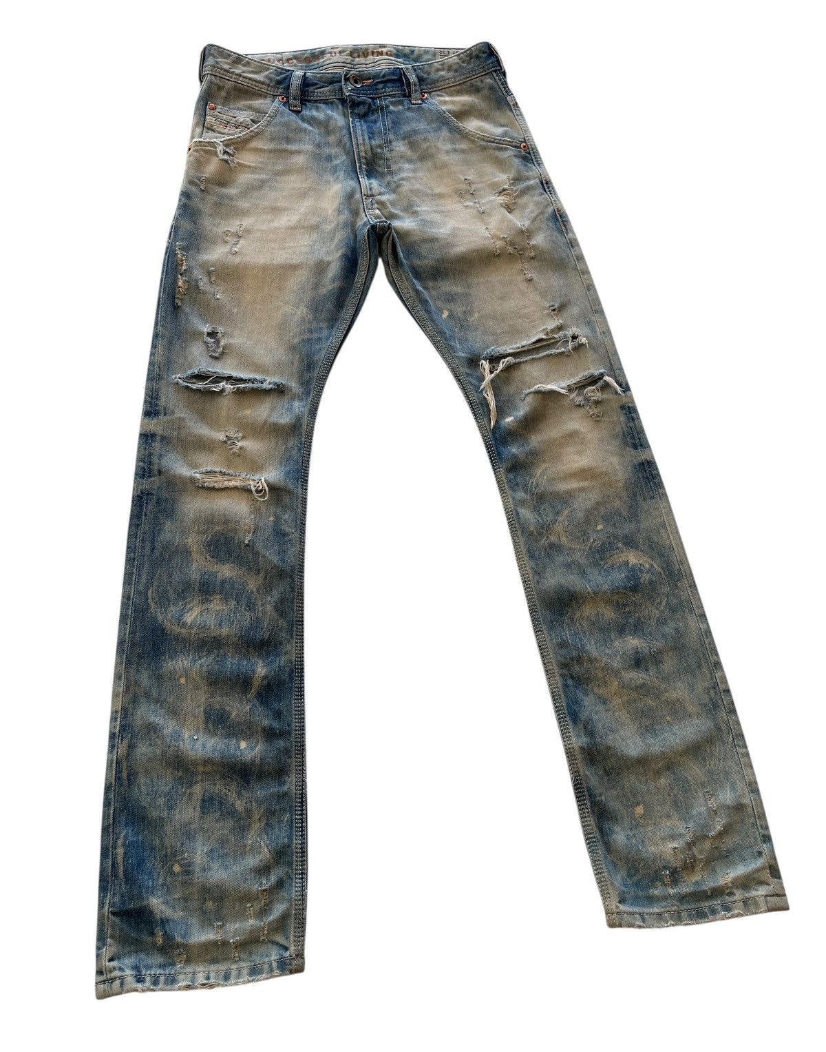 Diesel Diesel Krooley Regular Slim Carrot Distressed Denim Size US 29 - 6 Thumbnail